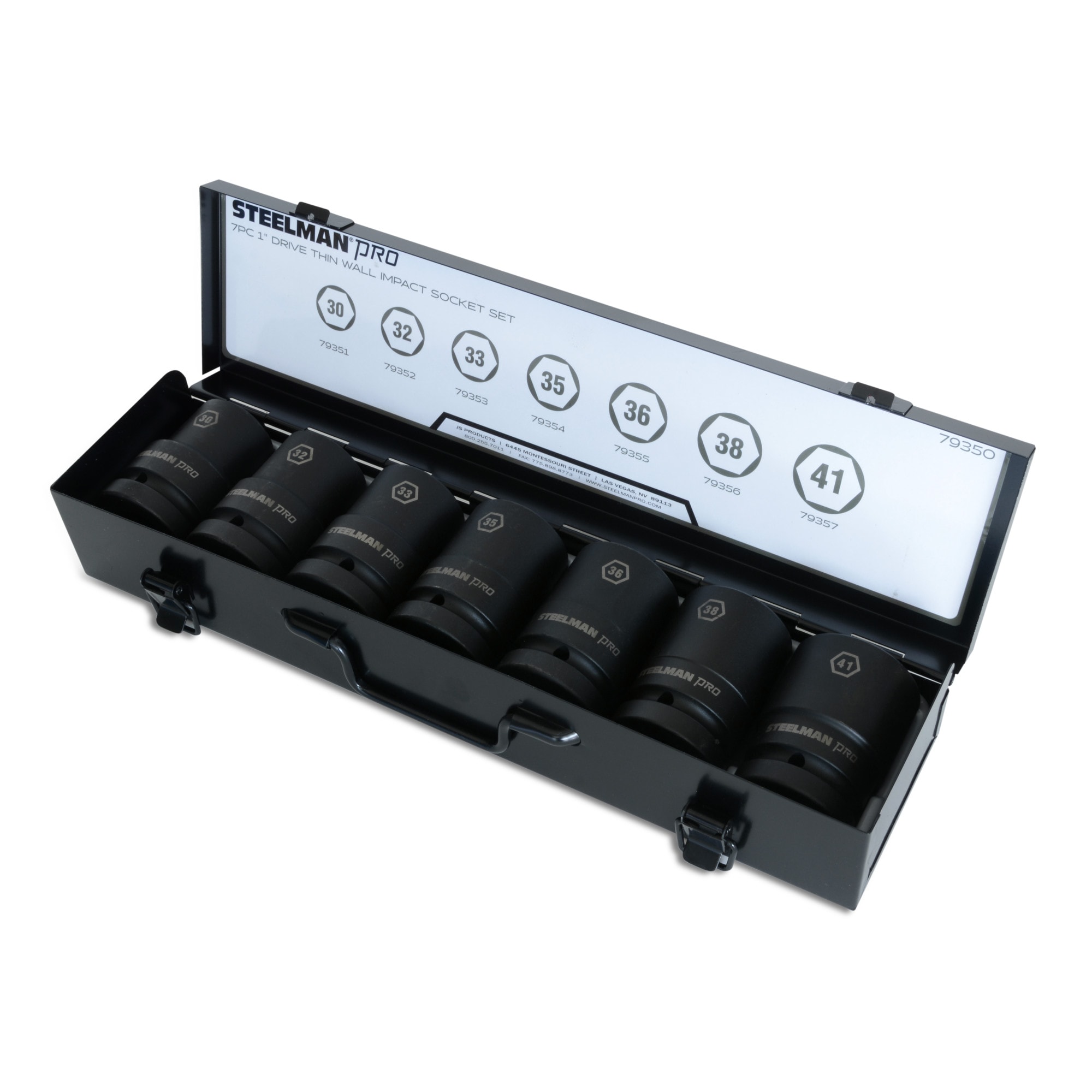 STEELMAN 79350 7-Piece Standard (SAE) and Metric 1-in Drive Set 6-point Impact Socket Set