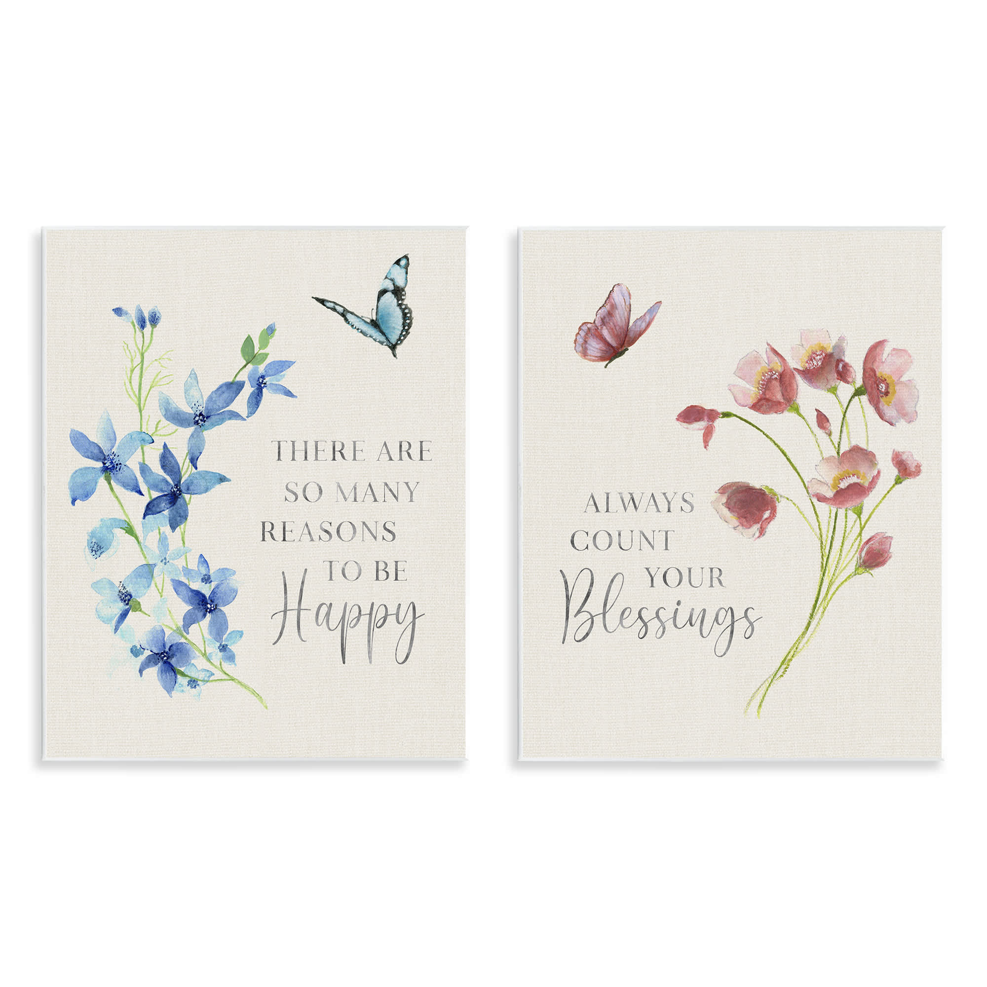 Stupell Industries B2-736-WD-2PC-11X14 Inspiring Words with Florals 2 Piece Wall Plaque Art Set By Tava Studios 11 x 14