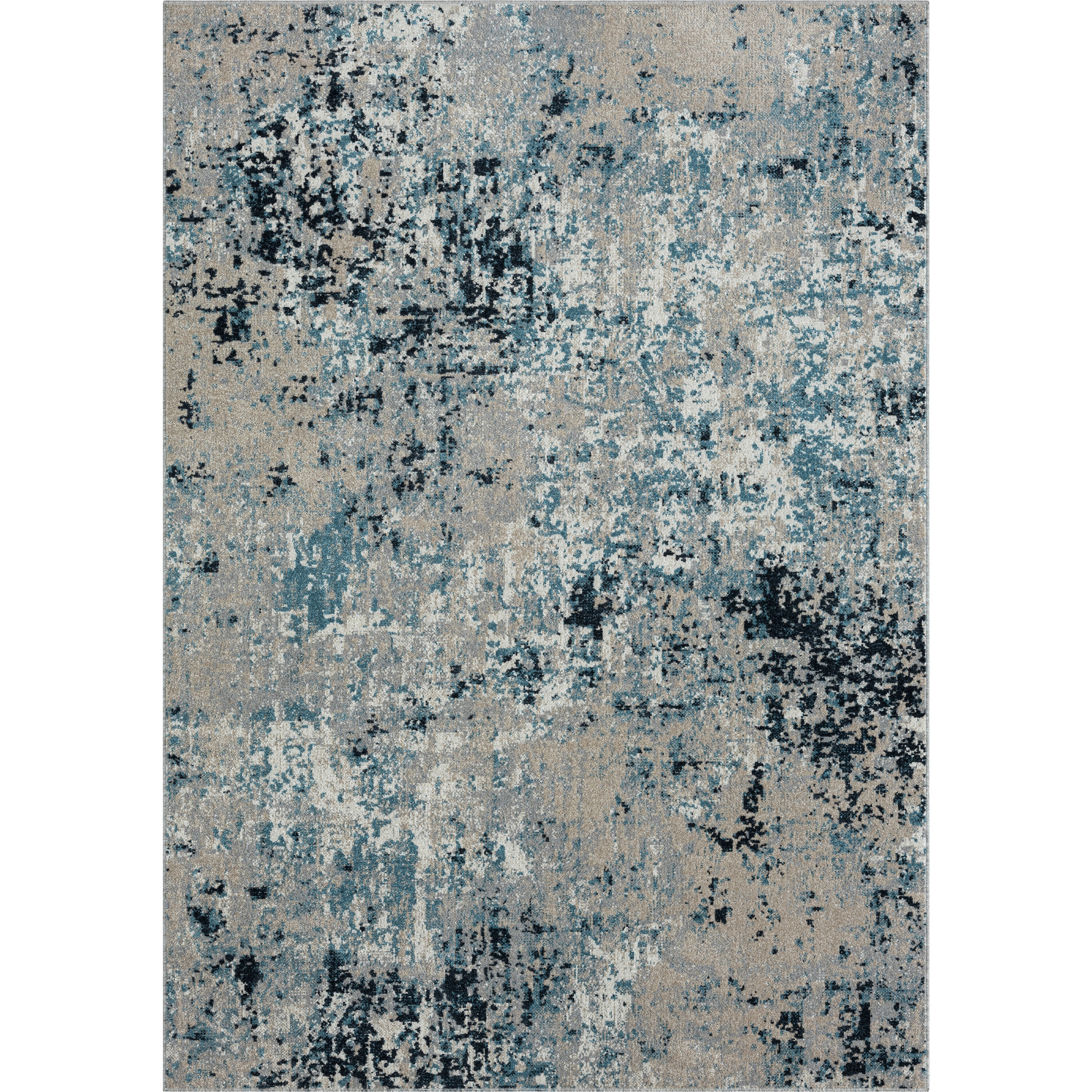 Lellani Blue and Beige Rectangular Synthetic Kids Area Rug, 8' x 10'