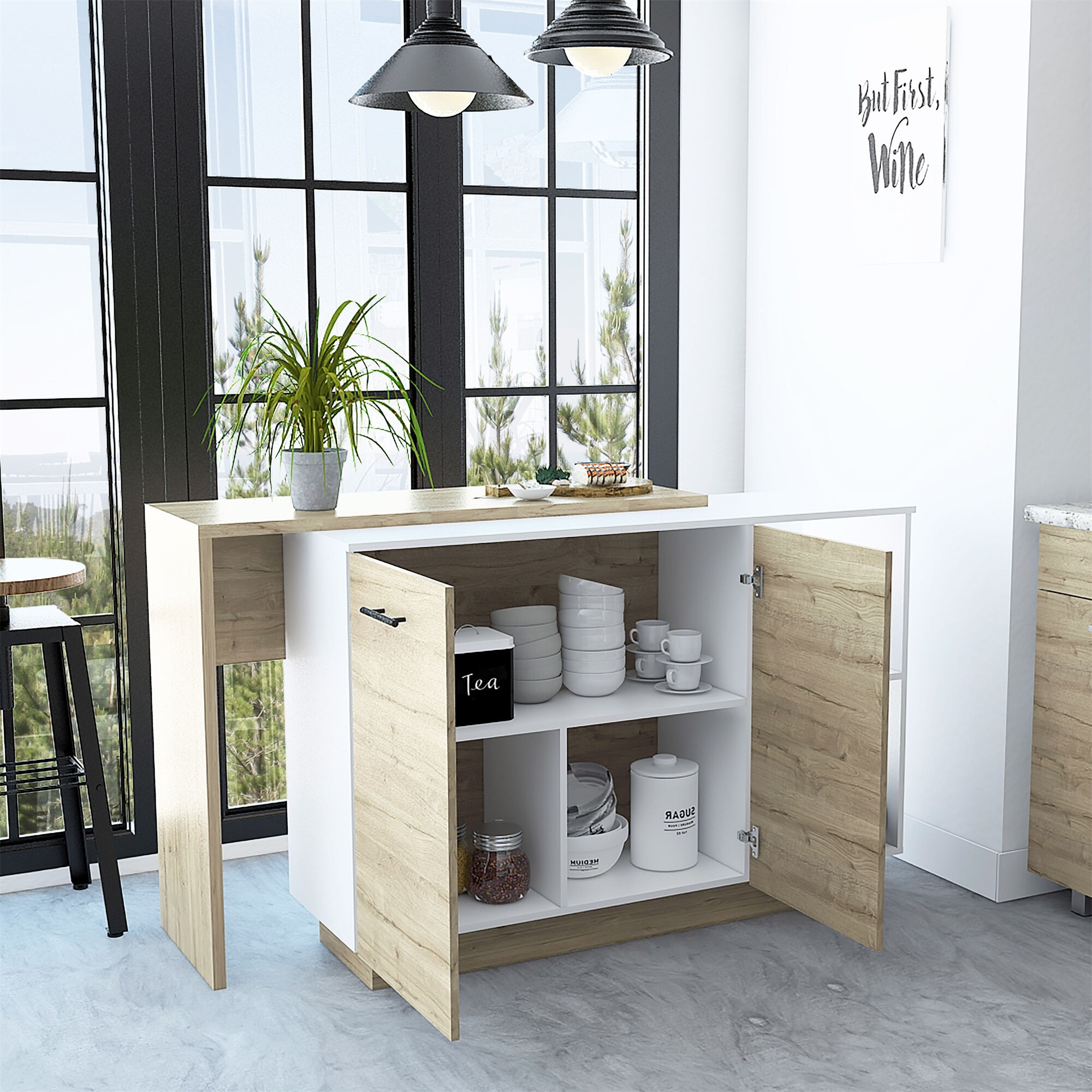 BABOOM Composite Base with Composite Top Kitchen Island (23.6-in x 59-in x 35.4-in)