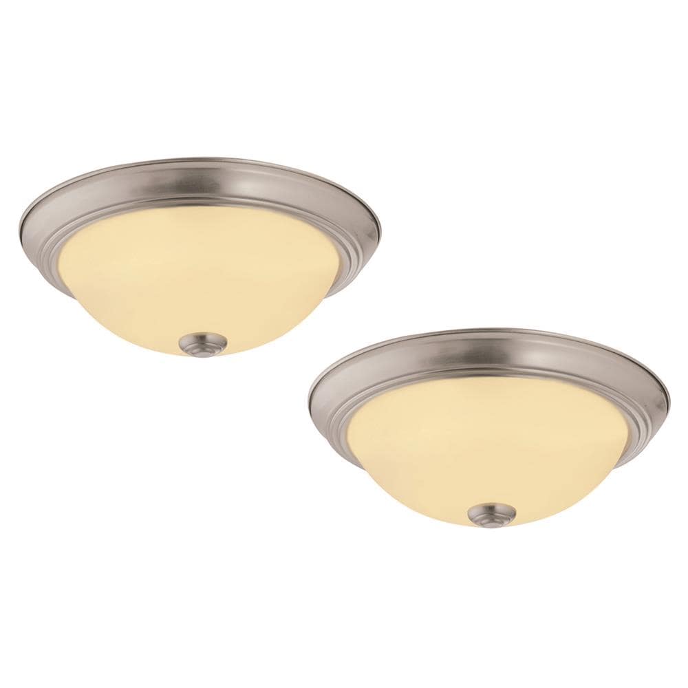 Design House 579169 Hays 1 -Light 11.25-in Satin Nickel Integrated LED Flush Mount Light 2 -Pack