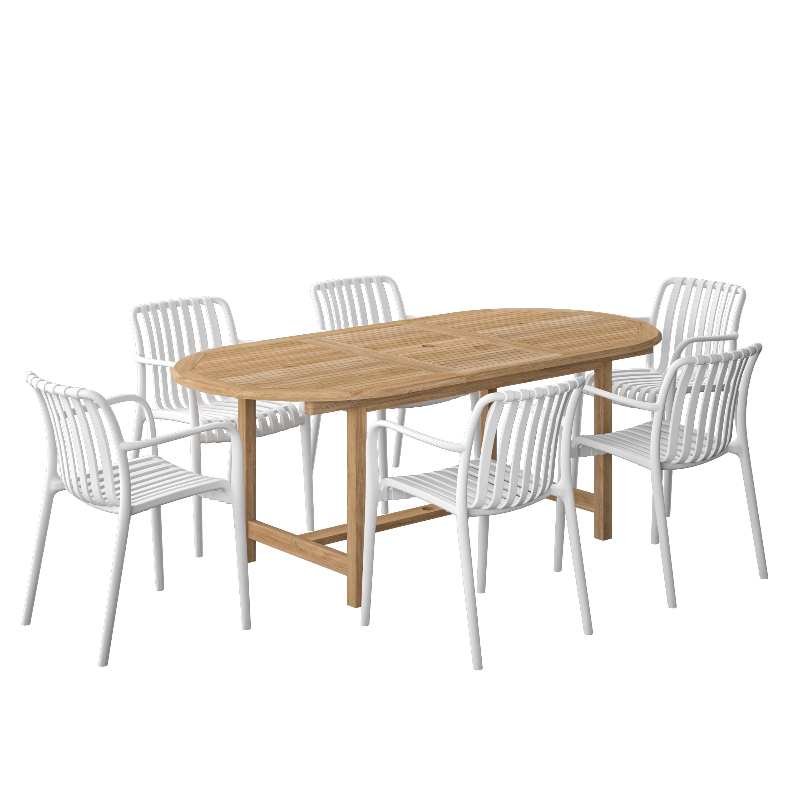 Amazonia DIANOVSM-6-CURA-WH Urban Elements Timor Patio Dining Set for 6 – Perfect for Family and Friends - Modern and Stylish Dining Table with Chairs