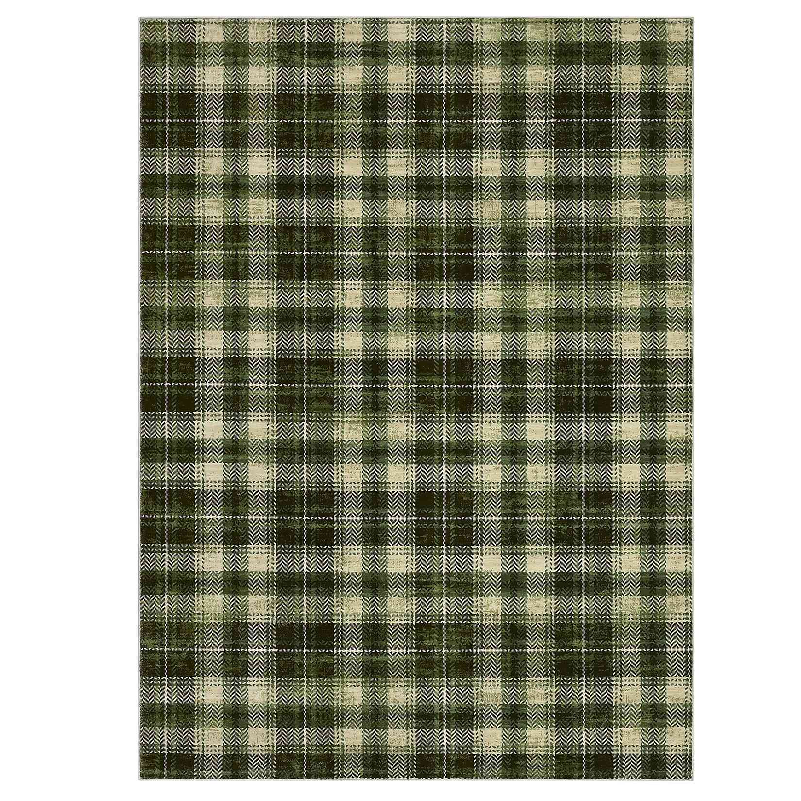 Qeetex SUNNY-PHO-13CGESPQ 5 x 7 ft Polyester Green Rectangular Living Room Bedroom Dining Room Geometric Lattice Print Modern Machine Washable Area Rug