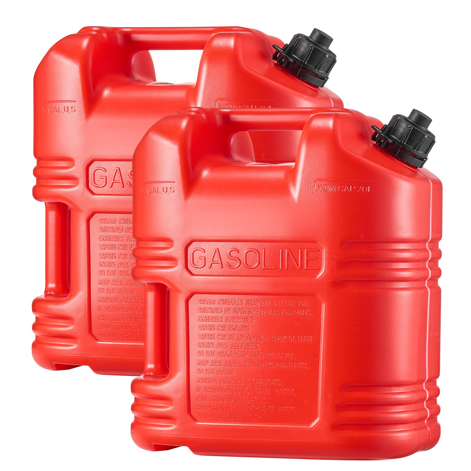 GIVIMO 5-gal HDPE Gas Can 15-LPM 2-Pack Red Portable Fuel Container ...