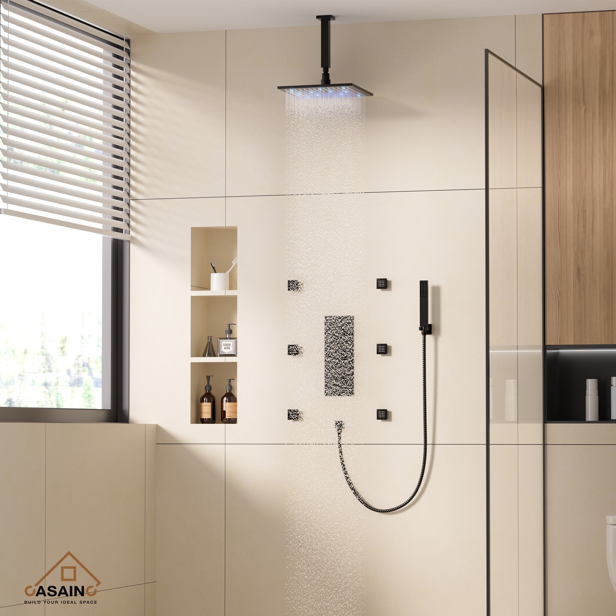CASAINC CS6218-12MB Showerhead-Bar-Panels - View #3
