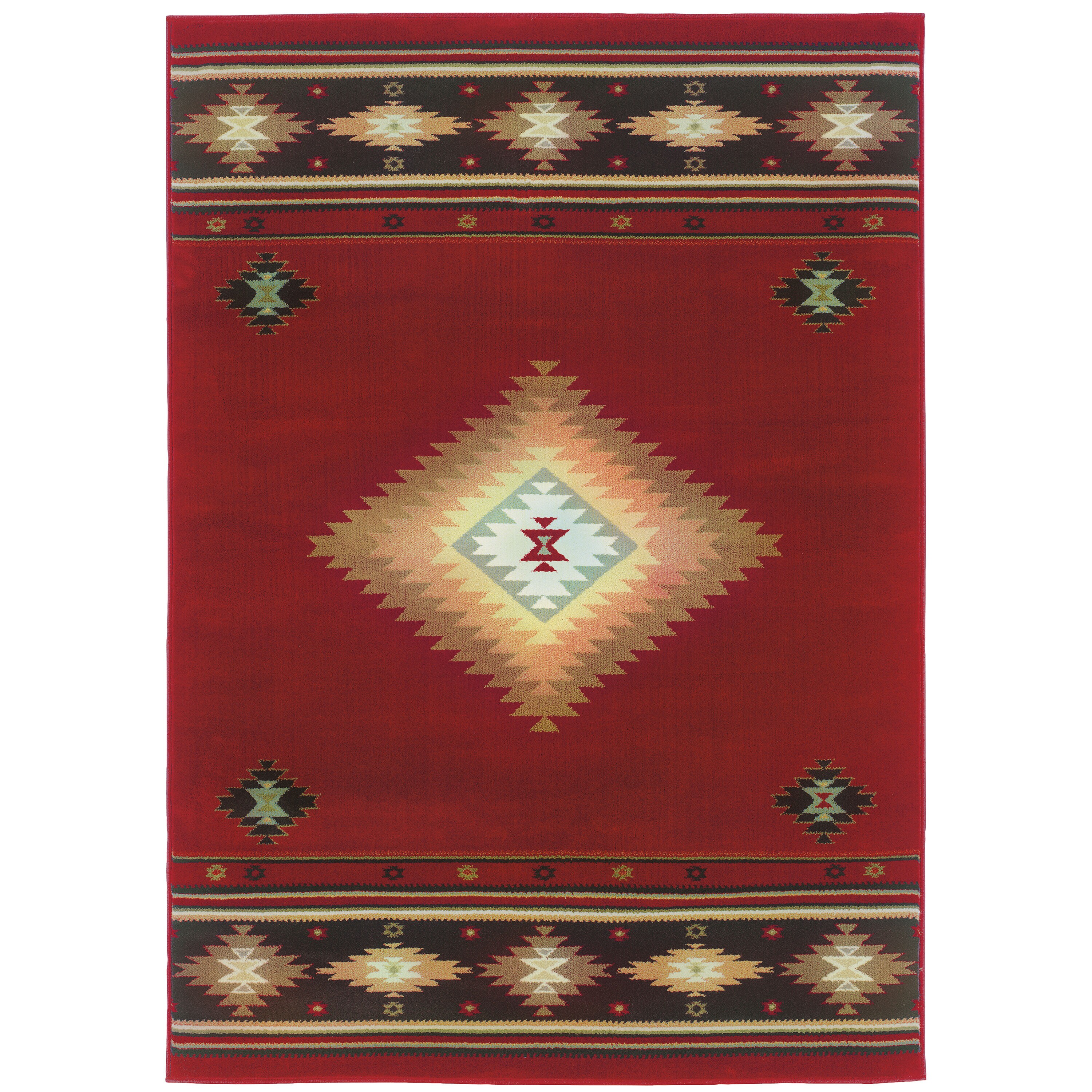 Archer Lane 087HUDK17L Galloway 8 x 11 (ft) Polypropylene Red Rectangular Indoor Medallion Southwestern Area rug