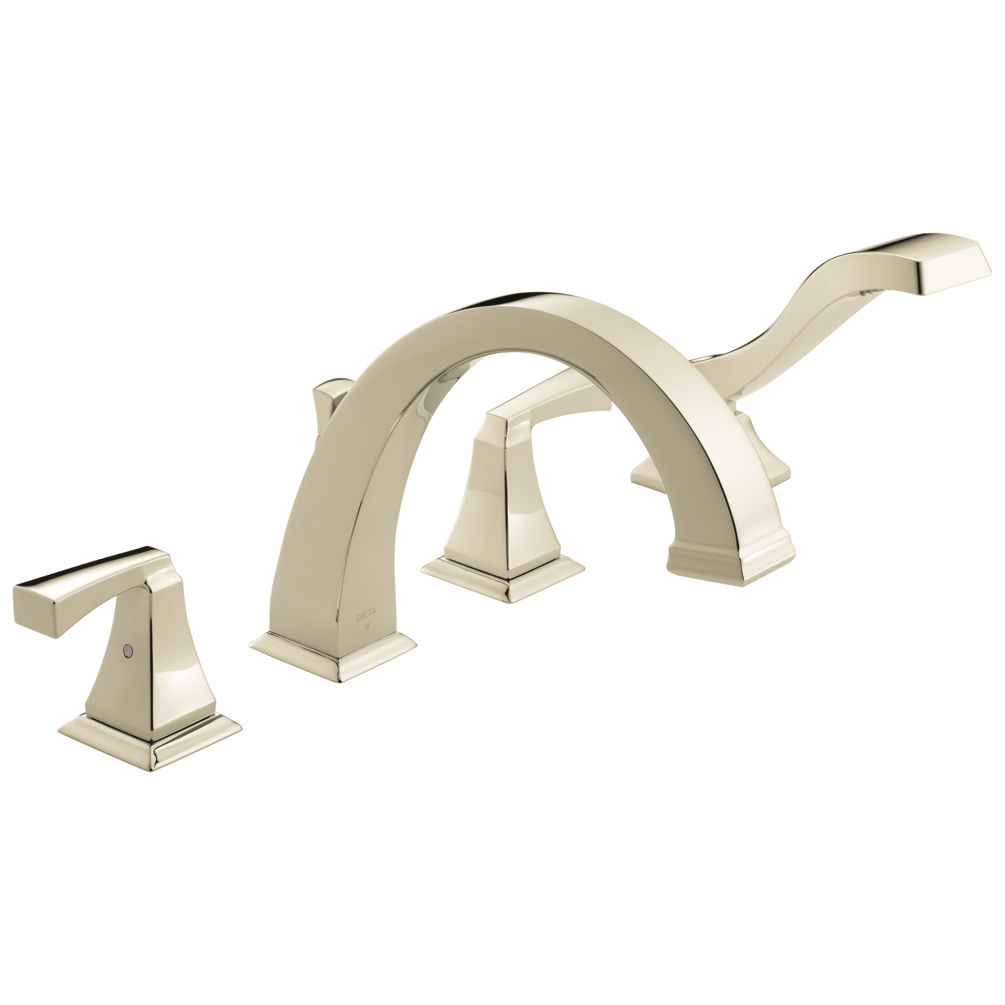 Delta T4751-PN Dryden Polished Nickel 2-handle Deck-mount Roman Low-arc Bathtub Faucet with Hand Shower