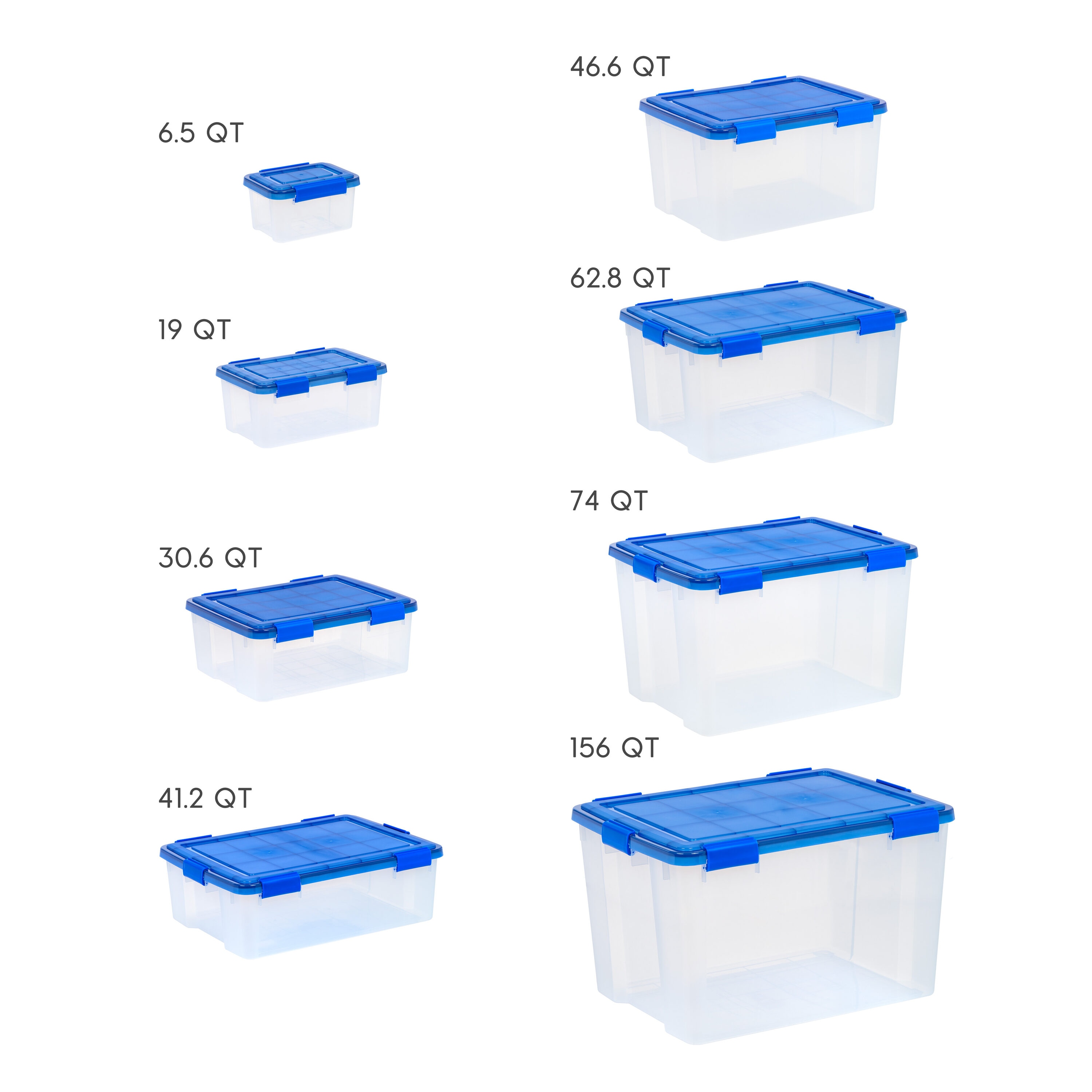 IRIS USA 53 Quart Stackable Plastic Storage Bins with Lids and Latching  Buckles, 6 Pack - Clear, Containers with Lids and Latches, Durable Nestable