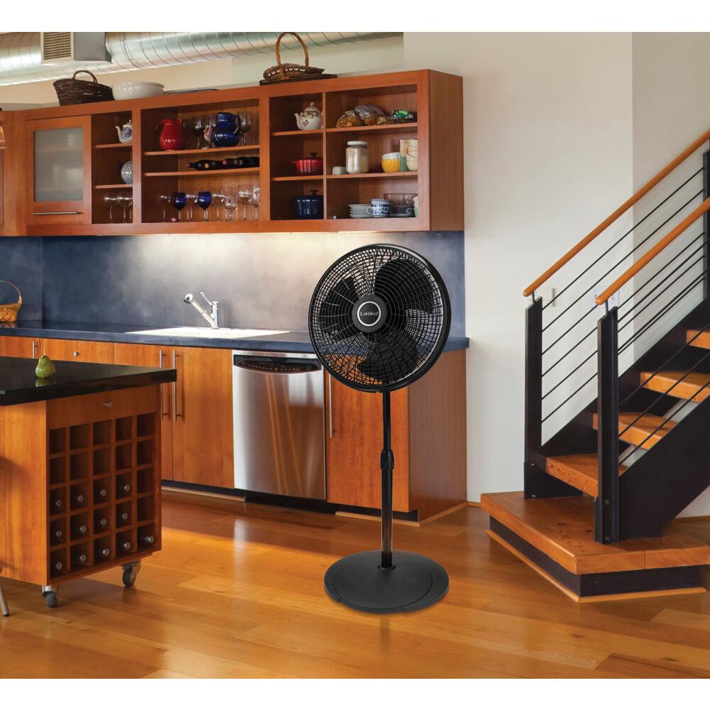 Lasko 16-Inch Black Adjustable Oscillating Pedestal Fan
