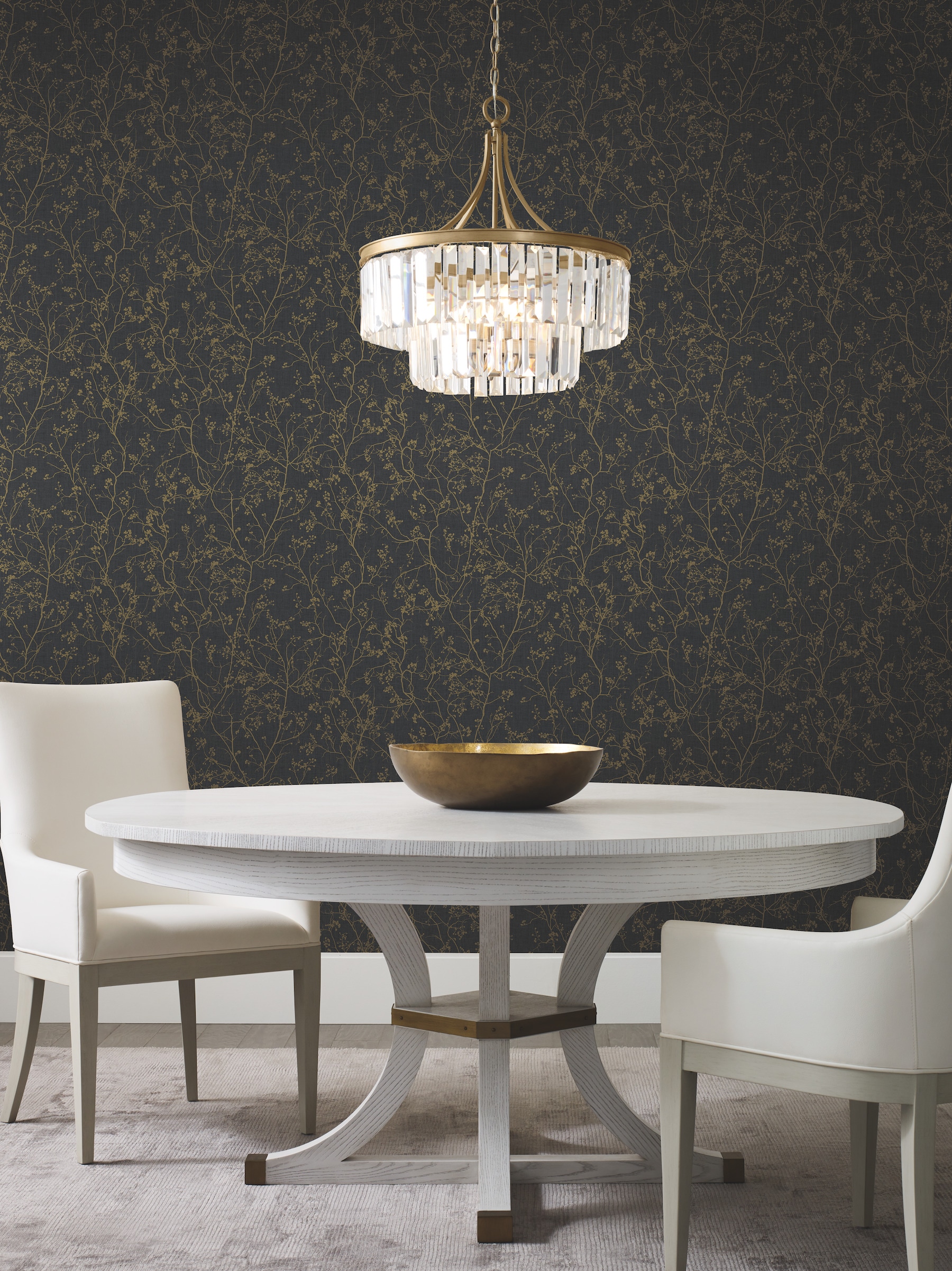 York Wallcoverings DD3811 Dazzling Dimensions Volume II 60.8-Sq. Feet Black Non-woven Ivy/Vines Unpasted Wallpaper