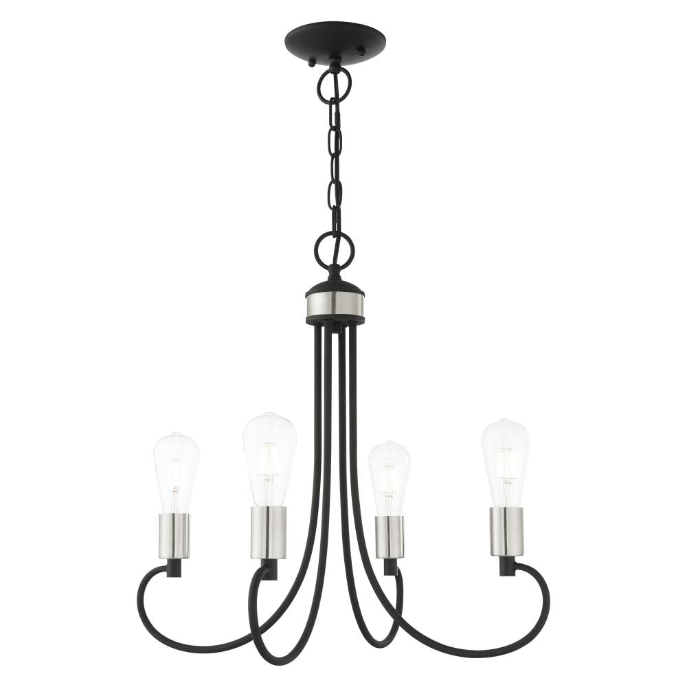 Black Crystal Mini 4-Light Candle Chandelier