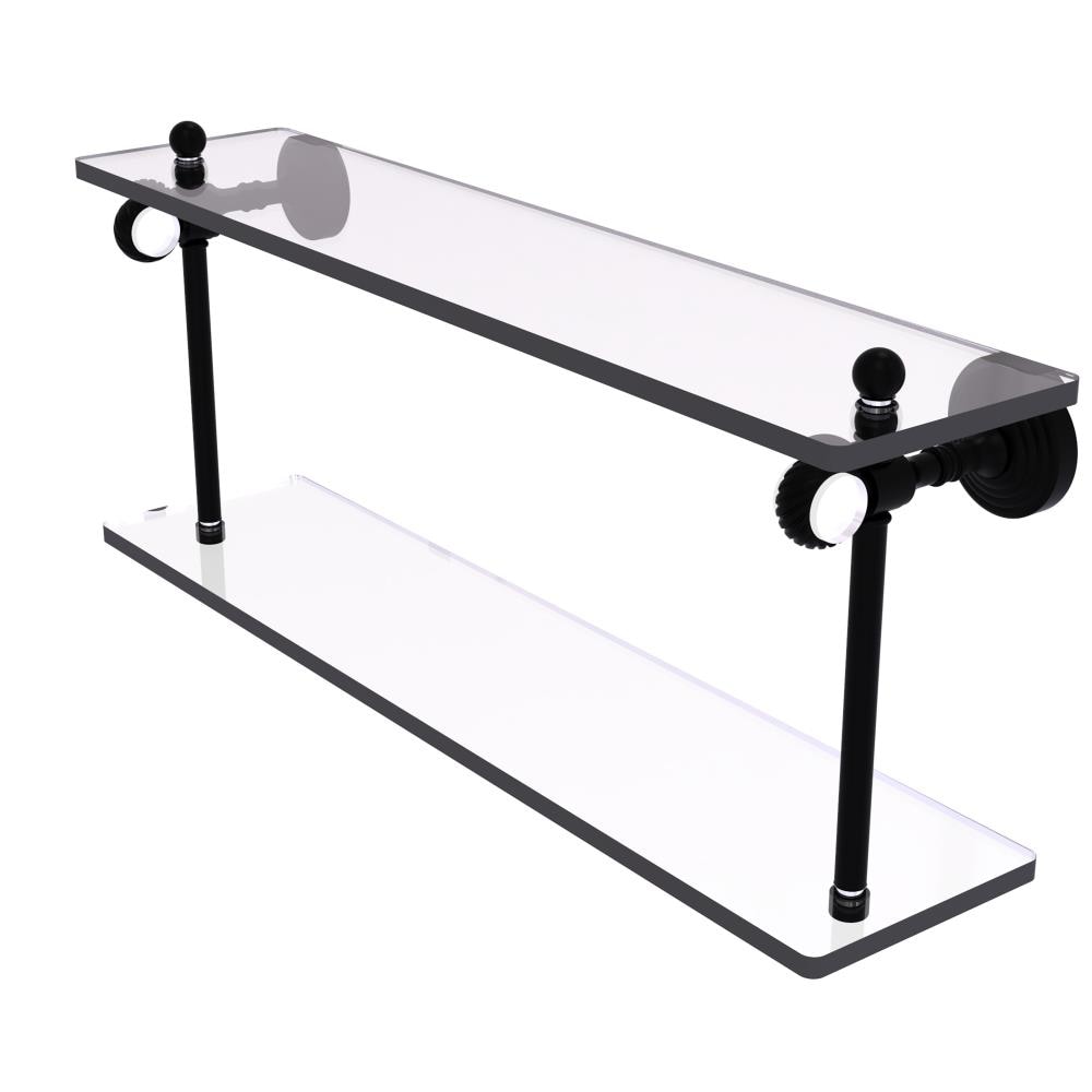 Allied Brass PG-2T-22-BKM Pacific Grove Matte Black 2 -Tier Wall mount Bathroom Shelf ( 22-in x 9.3-in x 5-in )