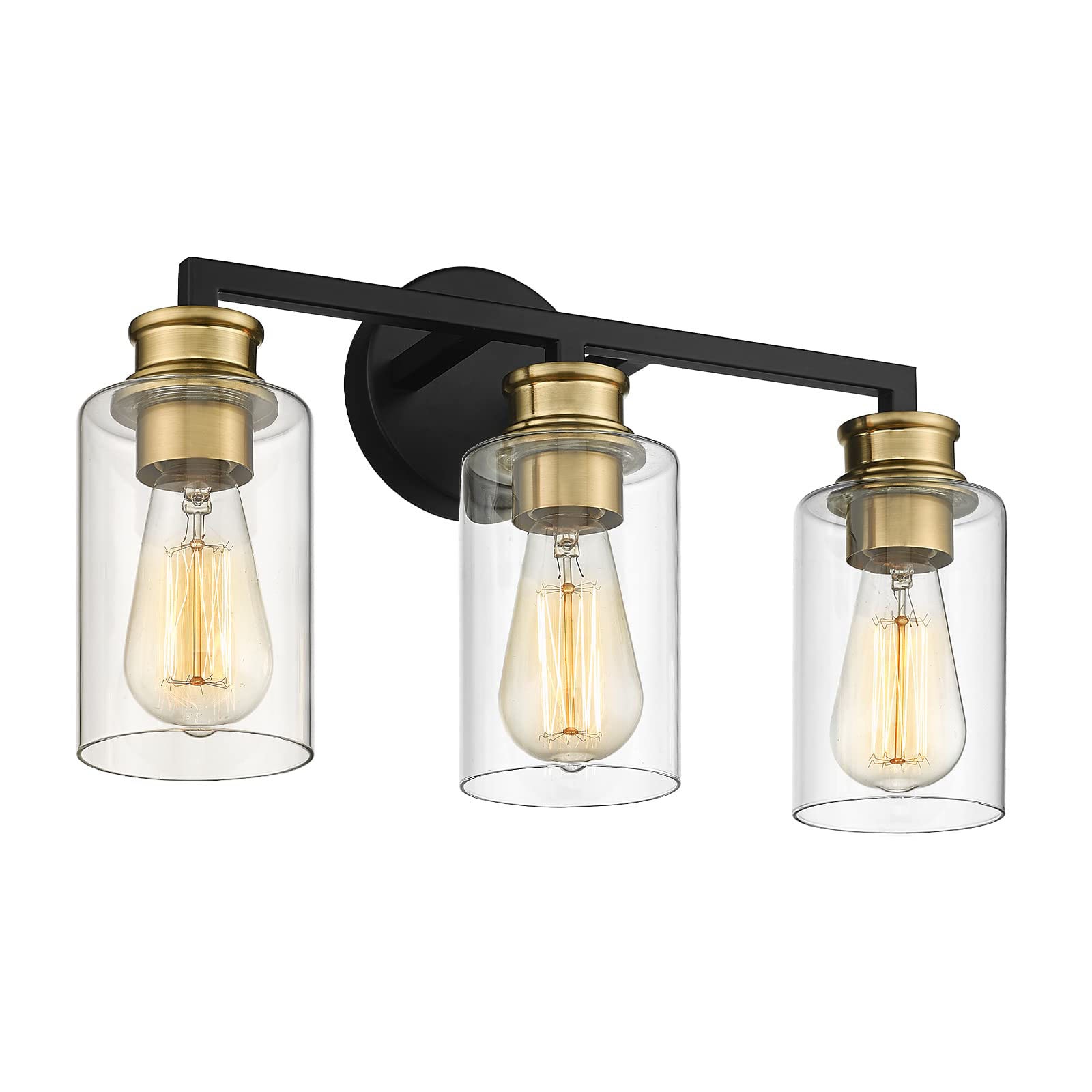 LTMATE LSYCE253B-3W BK+BG JAZAVA 17-in 3 -Light Matte Black Modern/contemporary Vanity light