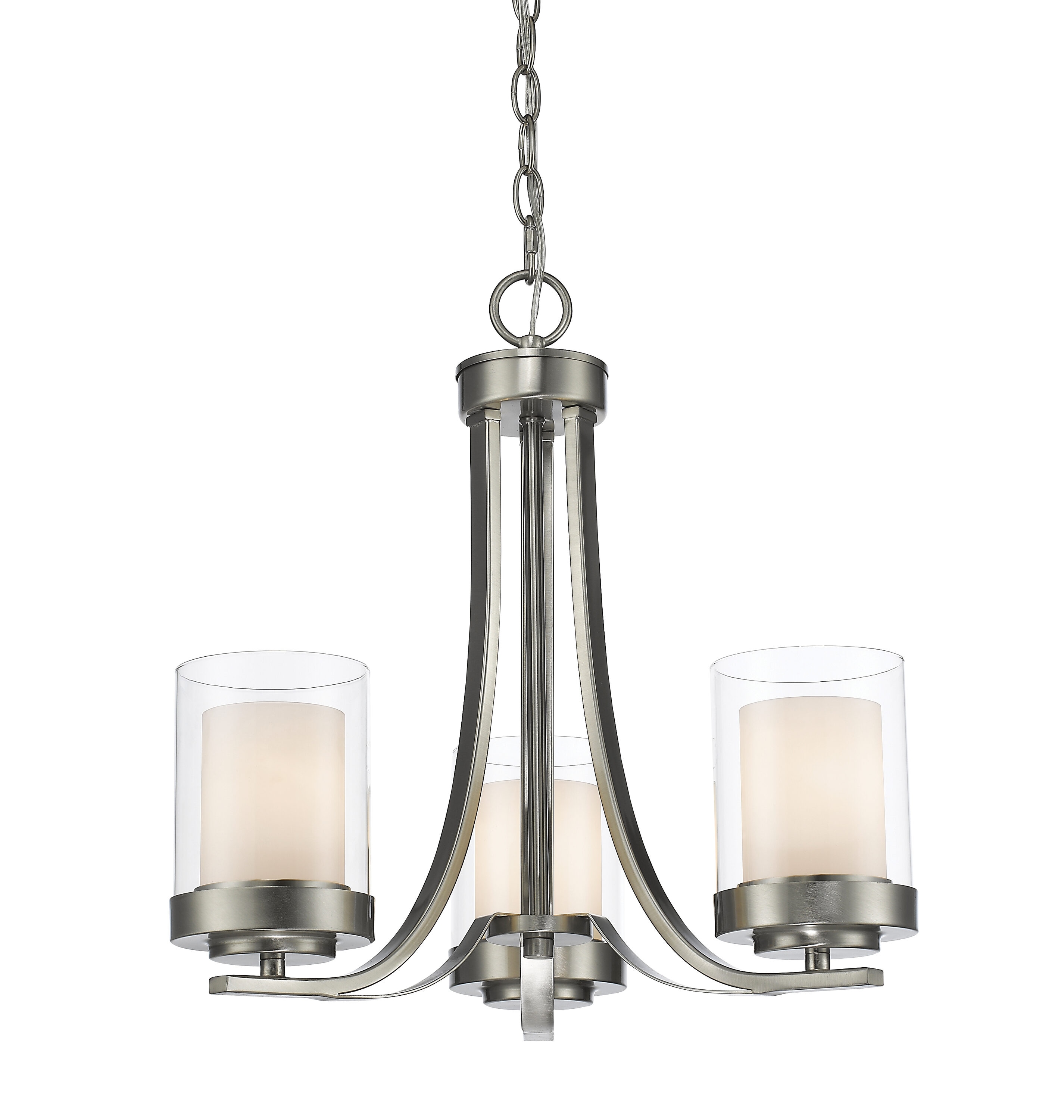 Willow Elegance 16" Brushed Nickel 3-Light Chandelier with Glass Shades
