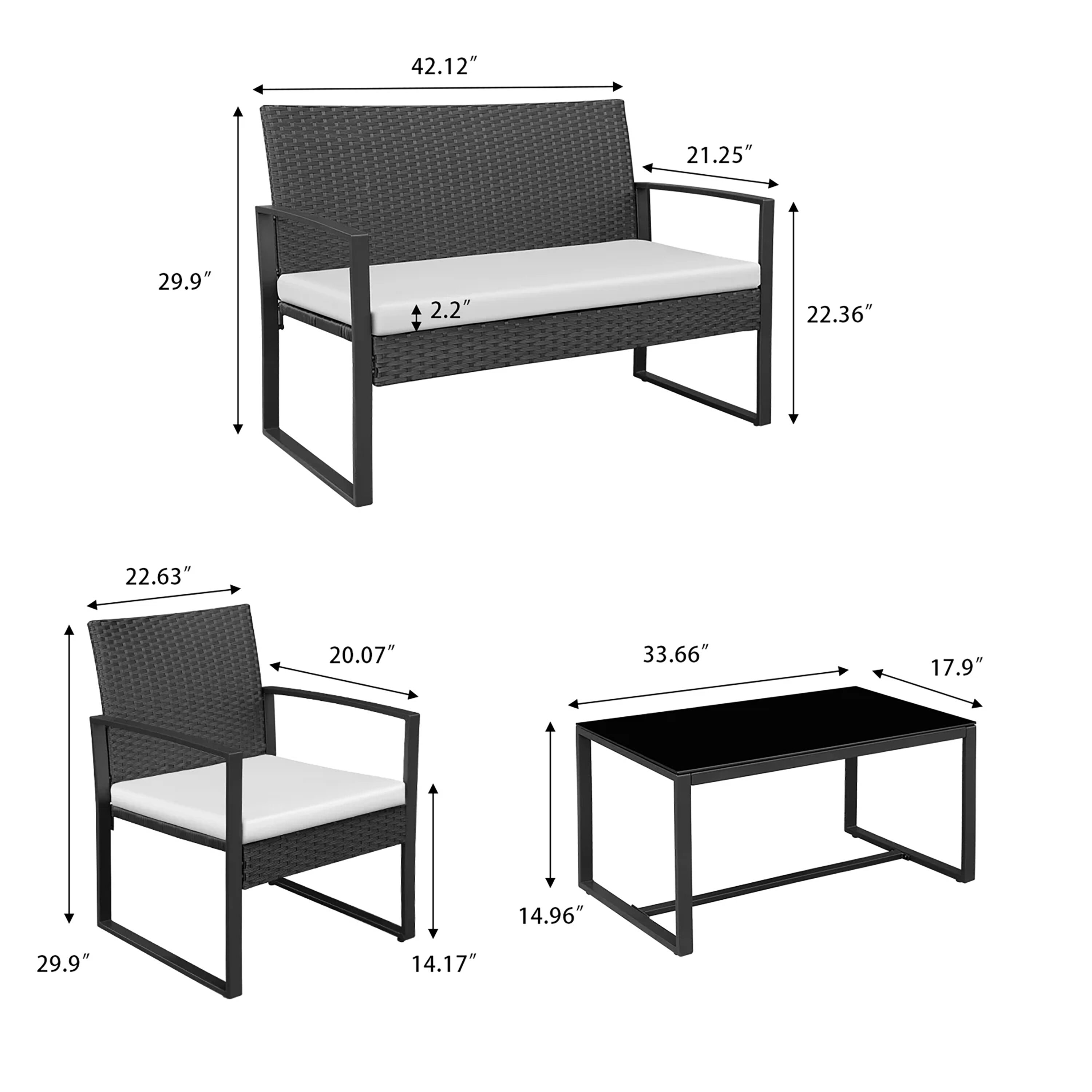 Vineego LS-LCRC814M20 Patio-Conversation-Sets - View #6