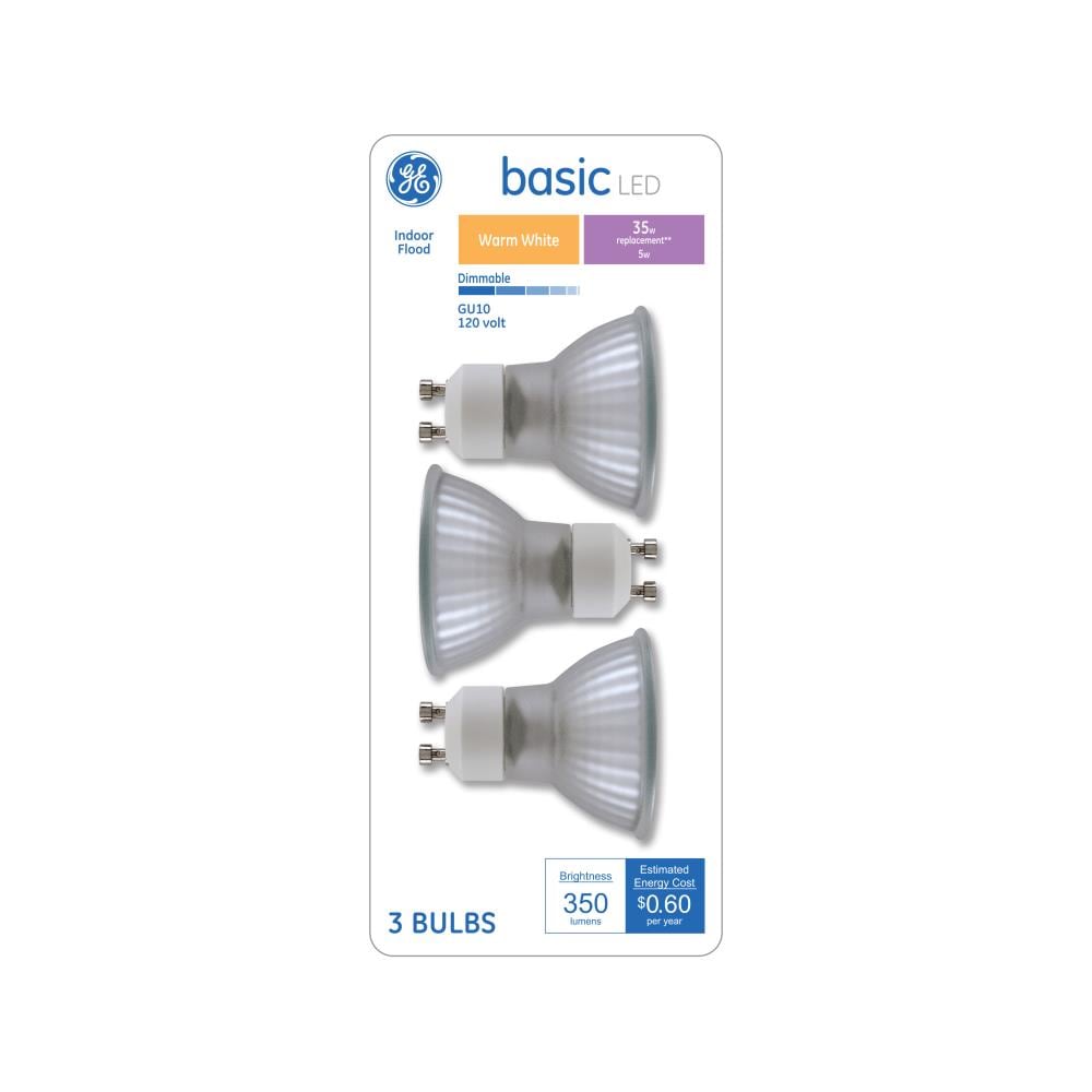 repertoire Draaien Staat GE Basic 35-Watt EQ MR16 Warm White Gu10 Pin Base Dimmable LED Light Bulb (3-Pack)  in the General Purpose LED Light Bulbs department at Lowes.com