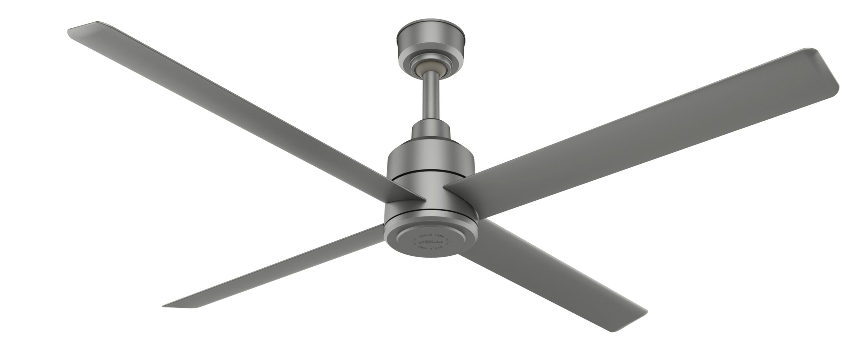Hunter 76023 Trak 84-in Matte Silver Indoor/Outdoor Ceiling Fan and Wall-mounted with Remote (4-Blade)