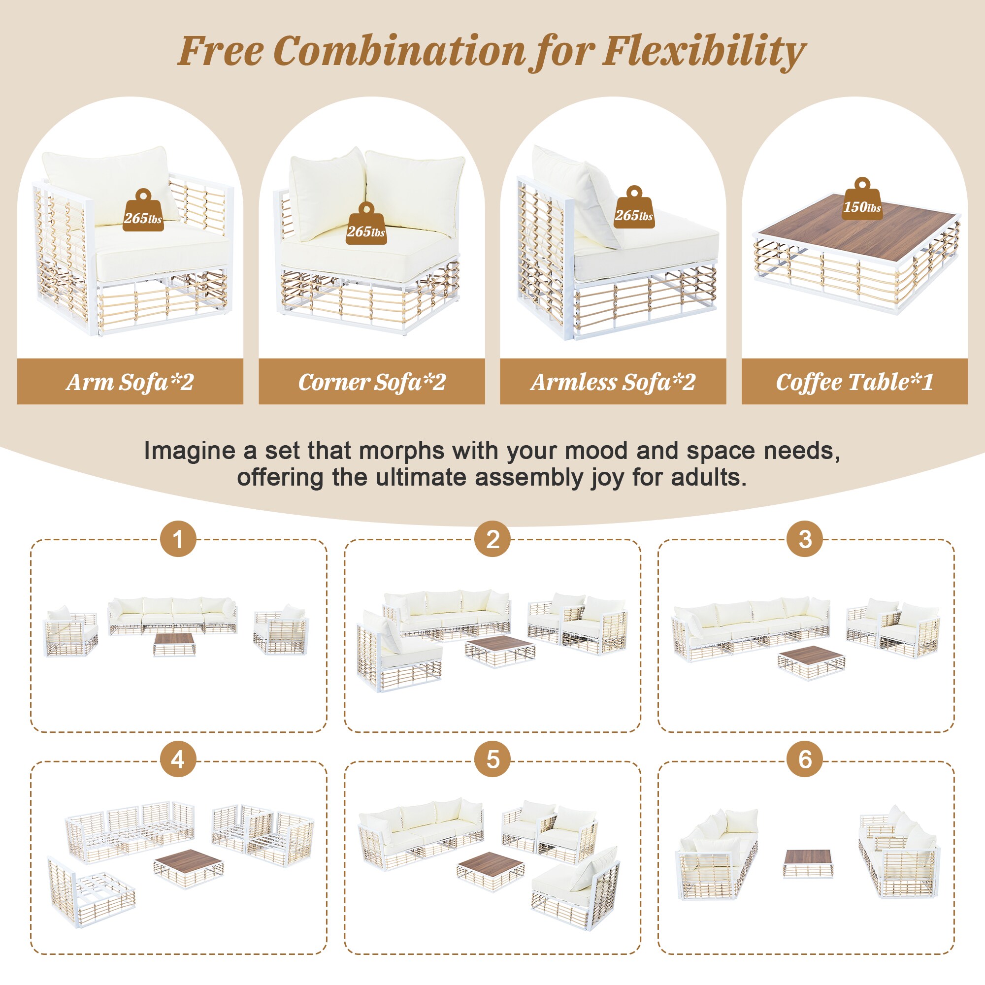 CASAINC CEW-HZ011-GR Patio-Conversation-Sets - View #6
