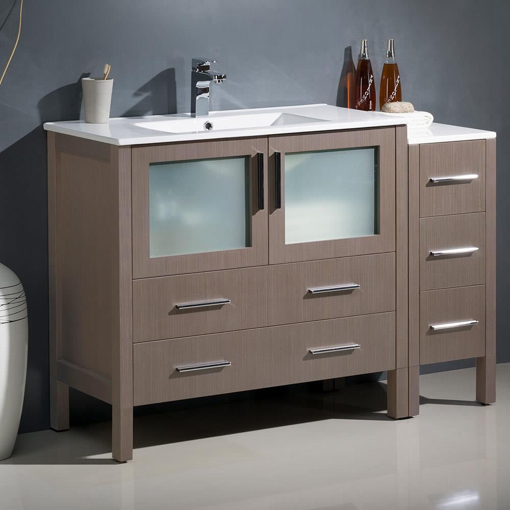 Fresca FCB62-3612GO-I Torino 48-in Gray Oak - 2 PCS Single sink Bathroom Vanity with White Ceramic Top