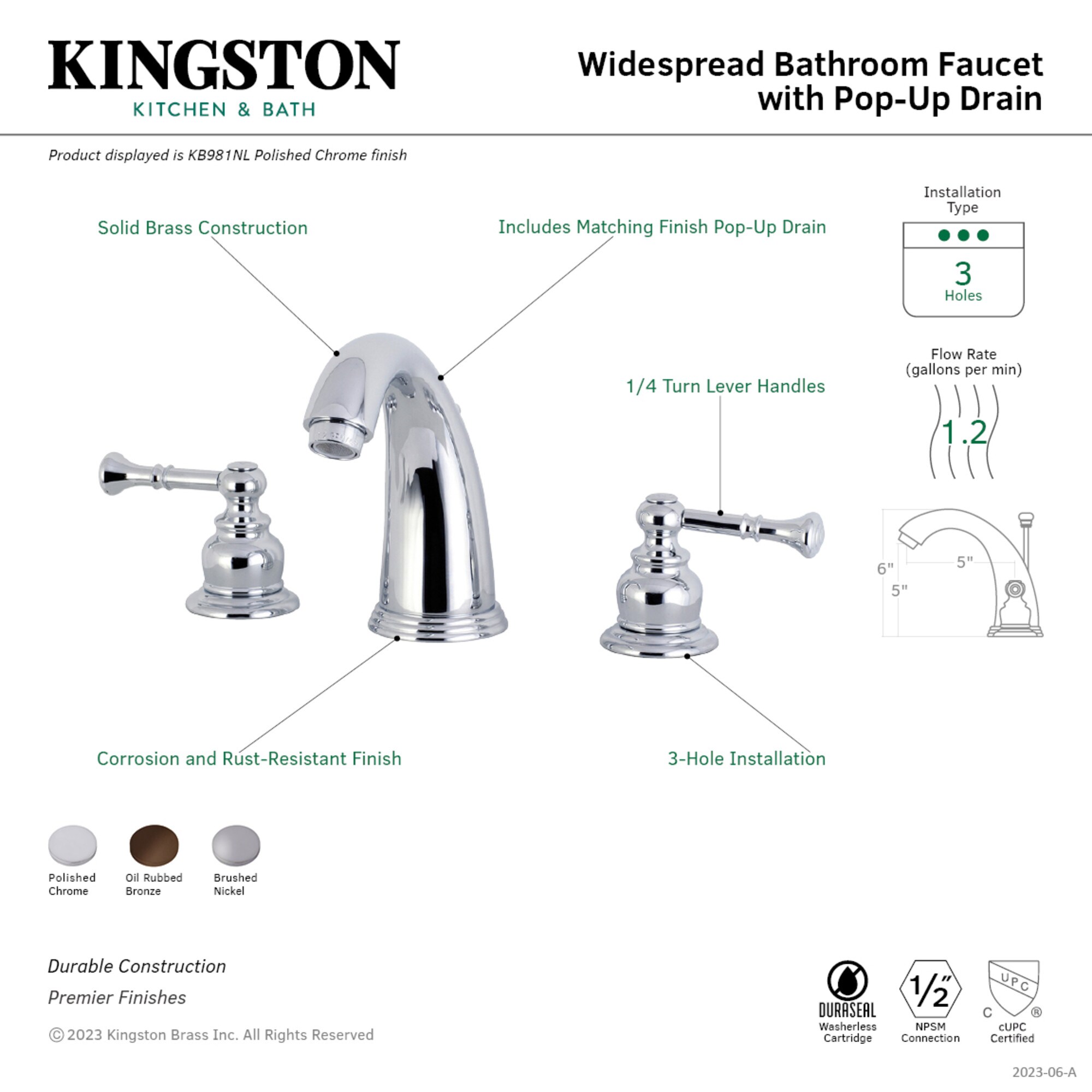 Kingston Brass WLKB988NL Lavatory-Faucets - View #3