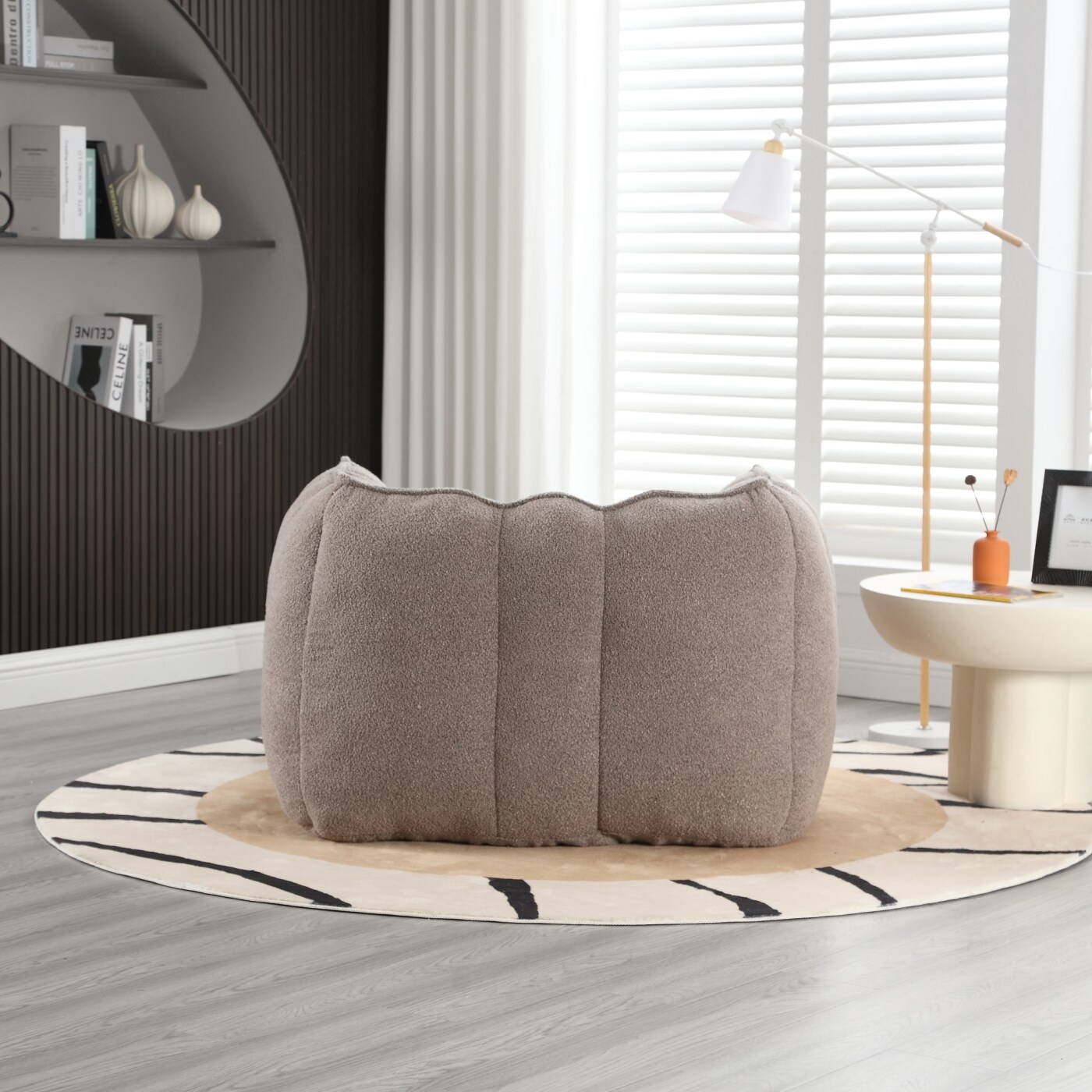 CHITA 41.2-Inch Coffee Chenille Bean Bag Chair Movable Ottoman Plush ...