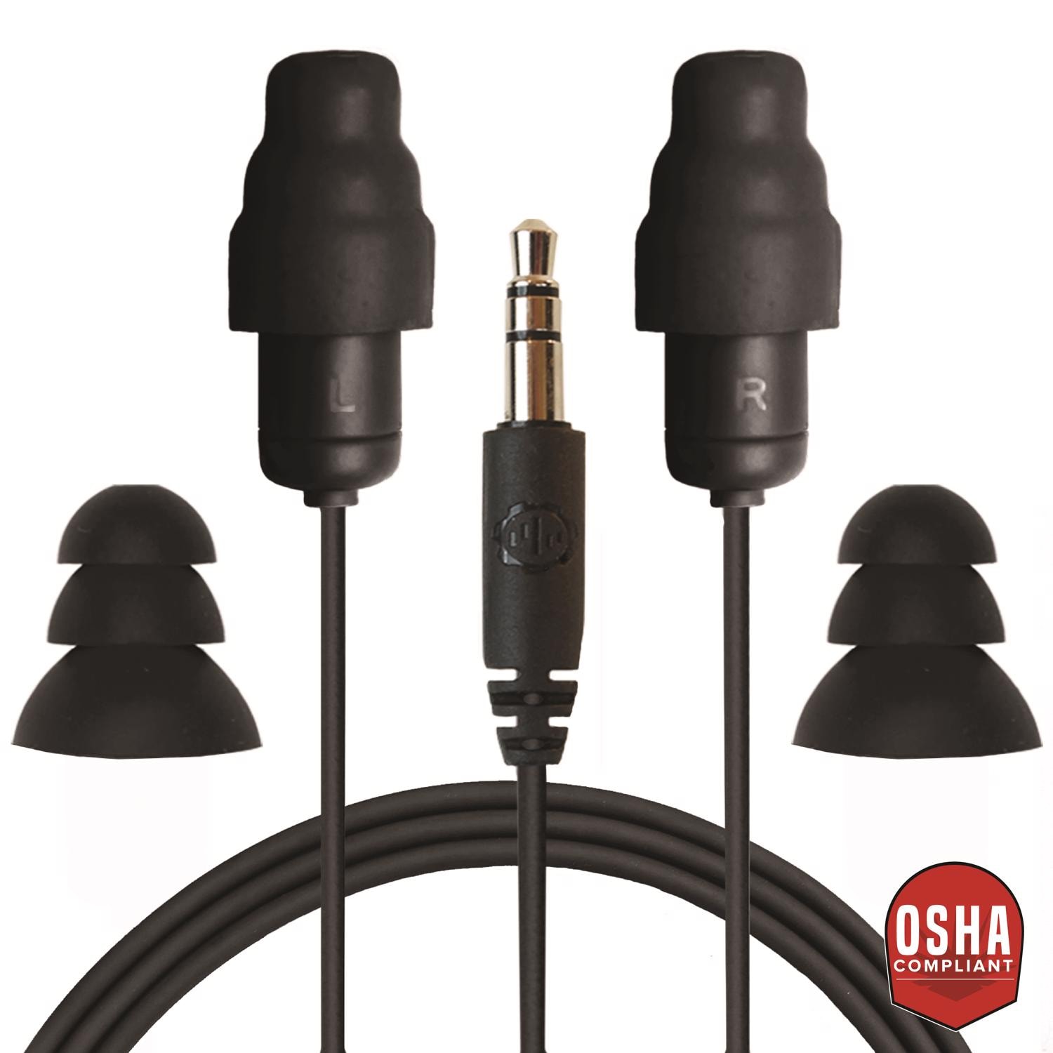 Guardian Plugfones 29 dB Nylon Silicone Soft Foam 3.5 MM Jack Earplugs Earphones Black 1 pair