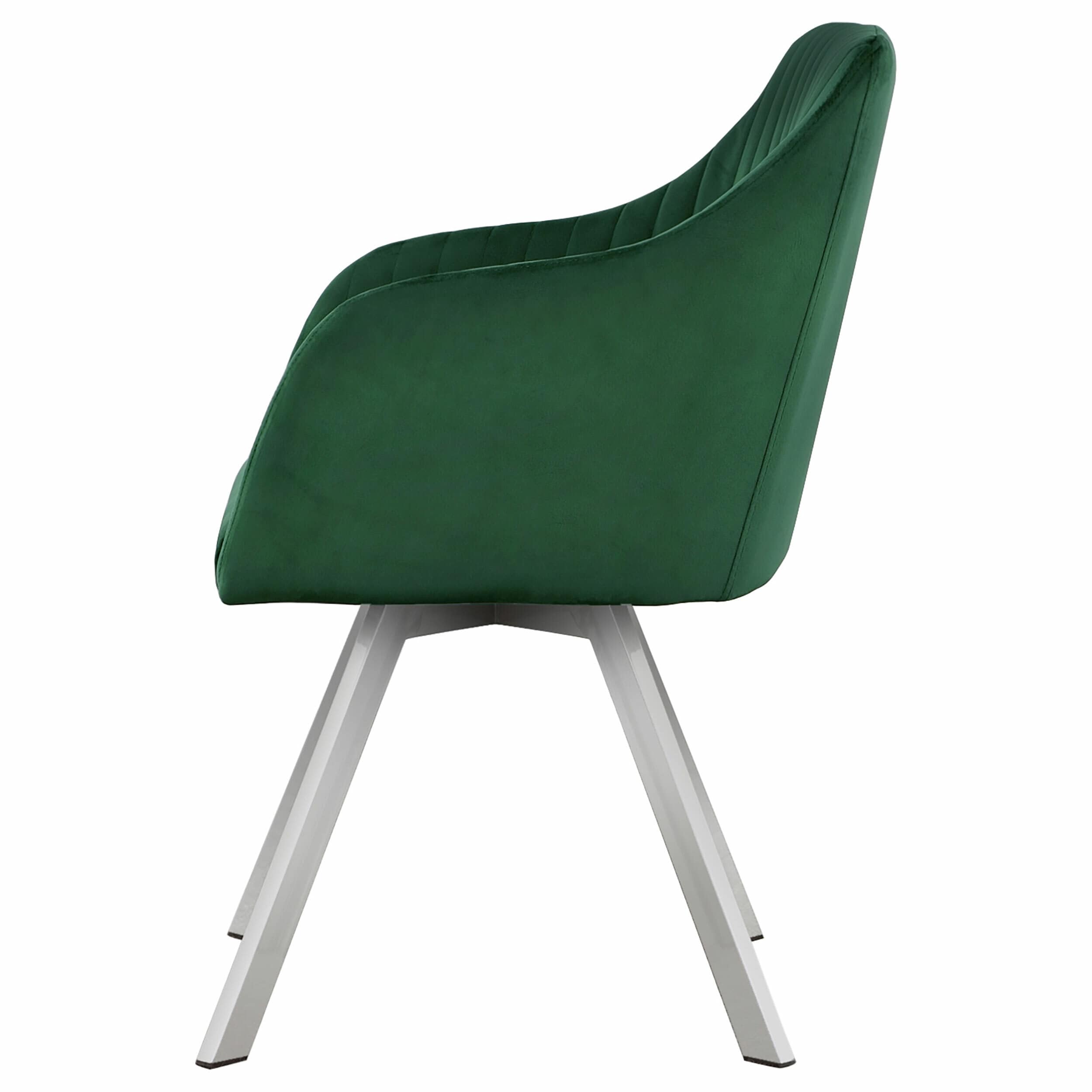 Contemporary Green Velvet Upholstered Swivel Arm Chair