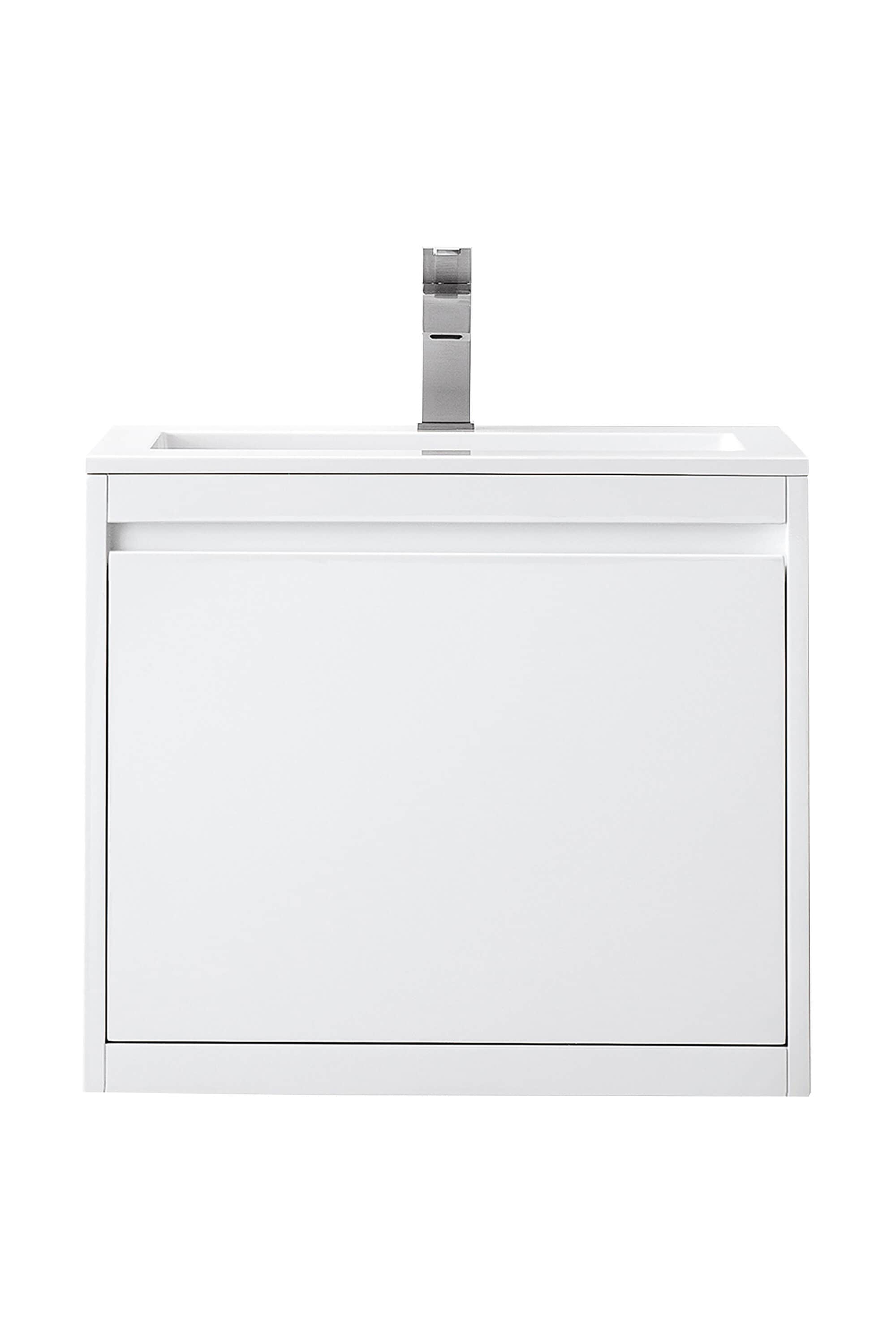 James Martin Vanities 805-V23.6-GW-GW Mantova 24-in Glossy White Single Sink Floating Bathroom Vanity with Glossy White Engineered Stone Top
