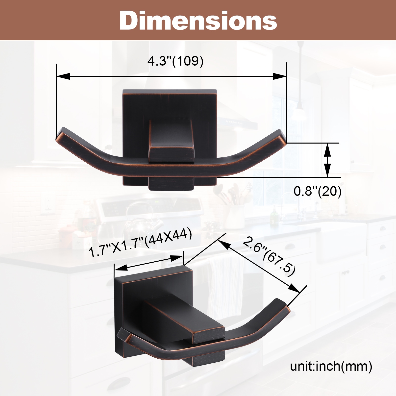 Oil Rubbed Bronze Double Wall Mount Towel Hook