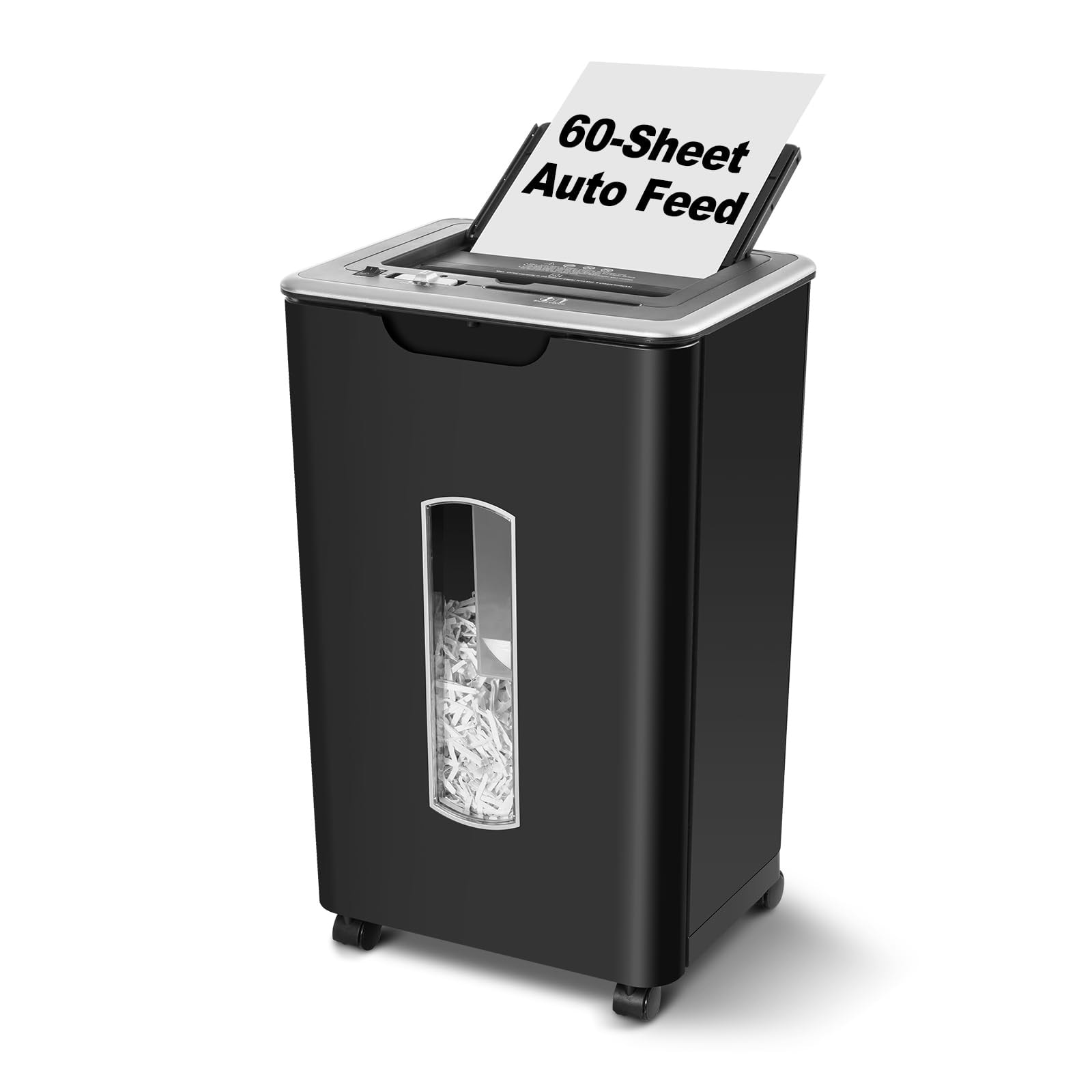 Anqtovp  Auto Feed Paper Shredder 60 Sheet Cross Cut P 4 Security 5.8 Gallon Bin Shreds CDs Credit Cards Staples High Speed Quiet for Office