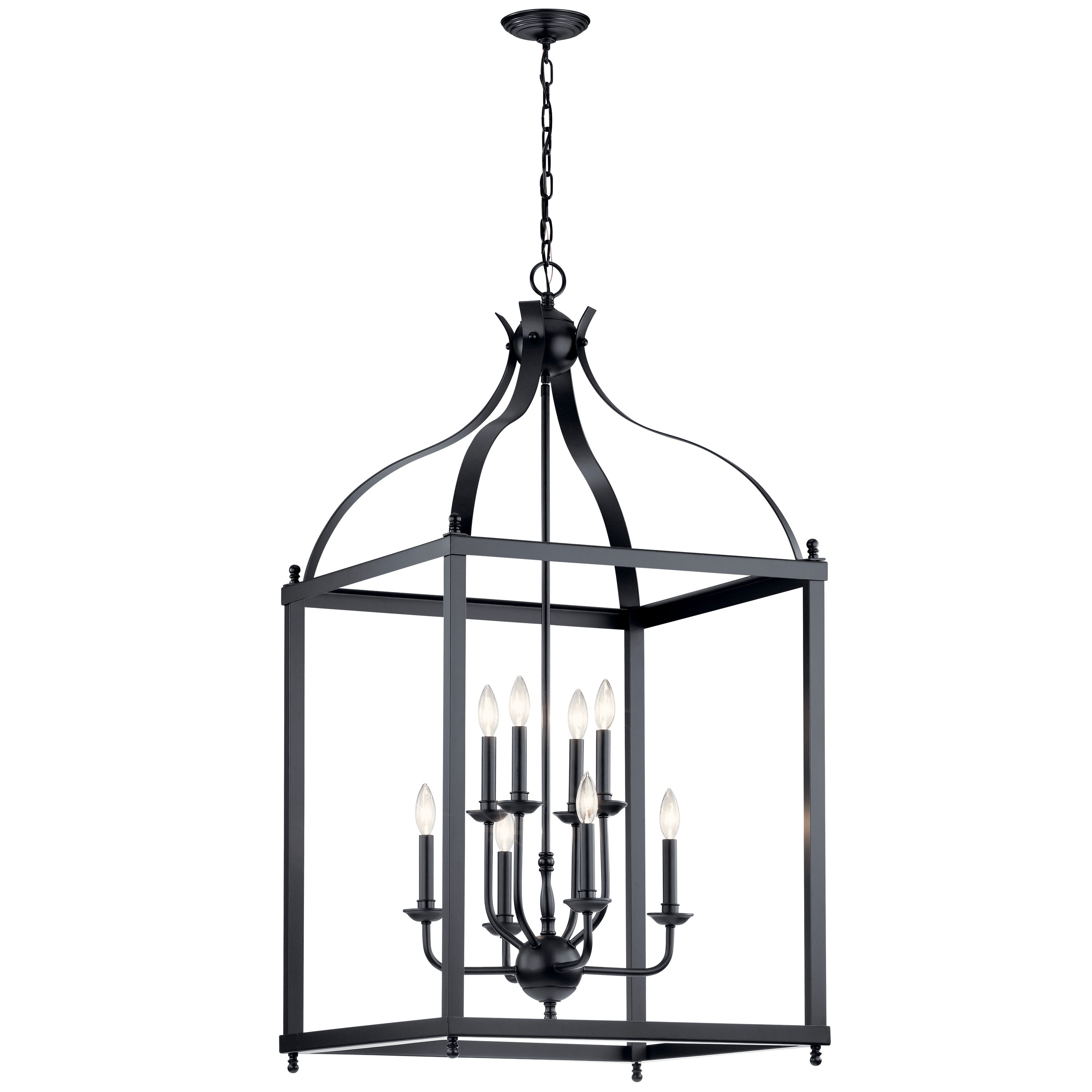 Kichler 42591BK Larkin 8 -Light Black Traditional Lantern Large Hanging Pendant light