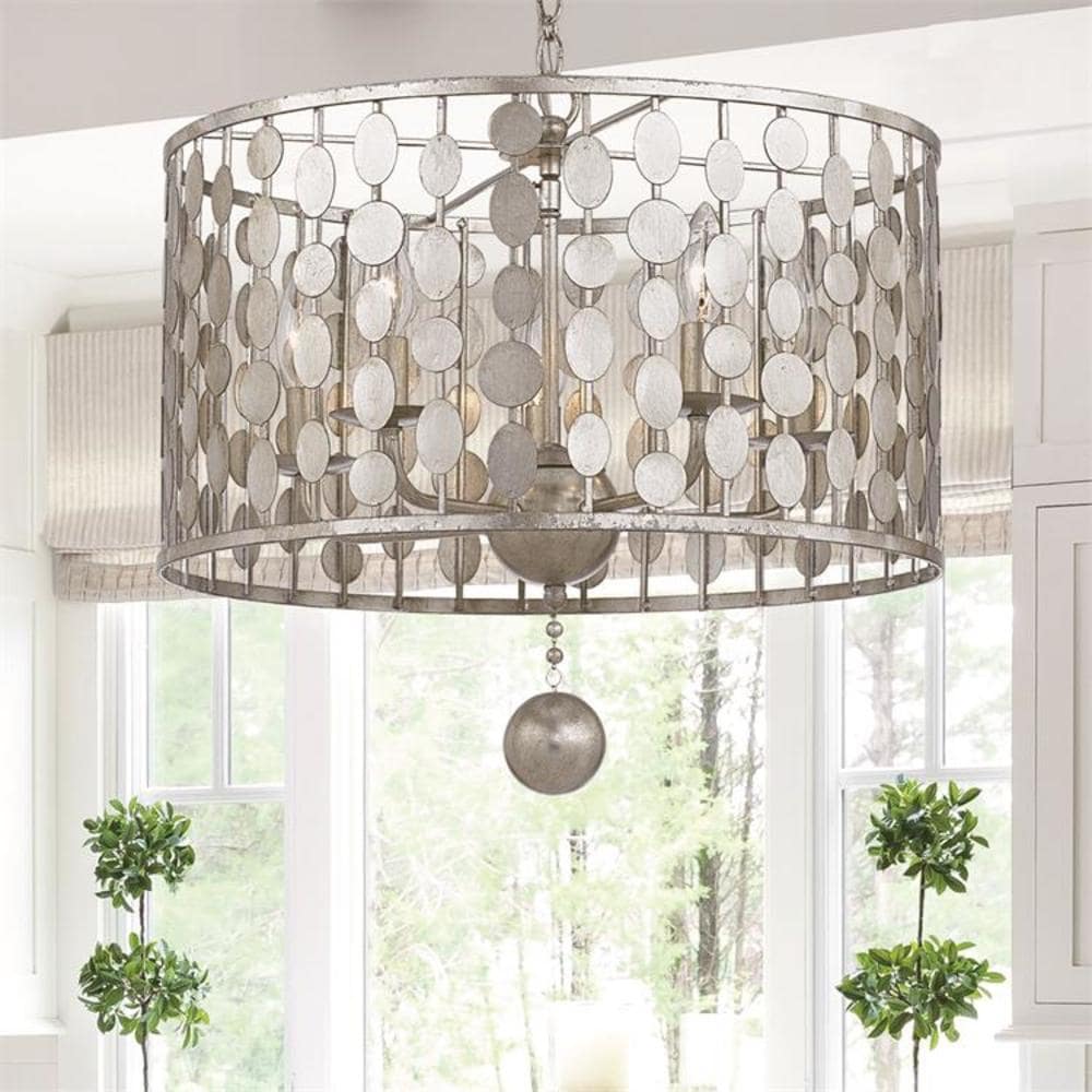 Layla Antique Silver Mini Crystal Chandelier with 5 Lights