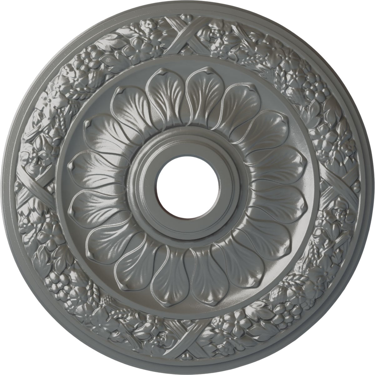 Ekena Millwork CM24SWSLS Swindon 24-in W x 24-in L Silver Polyurethane Ceiling Medallion