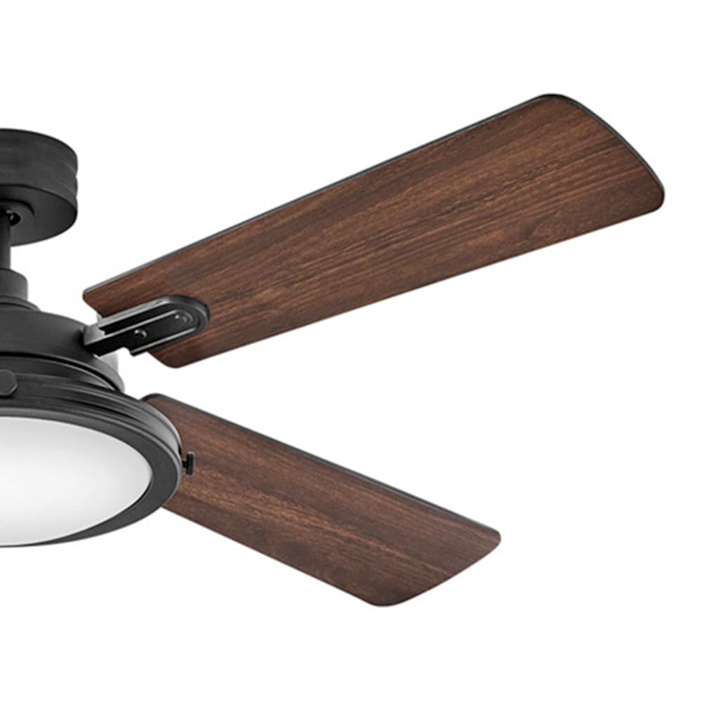 Hinkley Collier 54-in Matte Black with Walnut Blades Integrated LED Indoor Smart Ceiling Fan with Light and Remote (4-Blade) 903254FMB-LID Sansujyuku sansujyuku.com