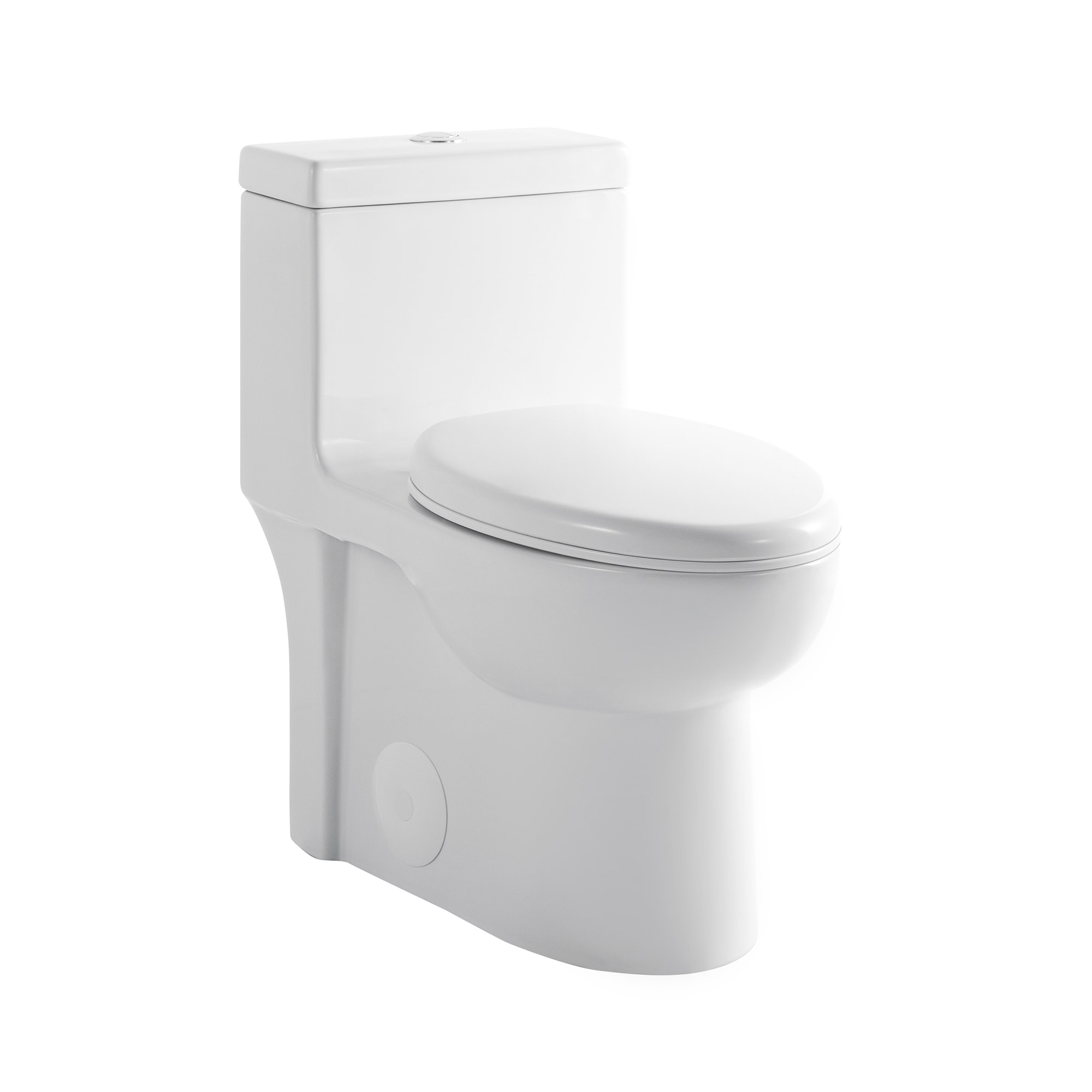 WELLFOR GTLGW-003 Gloss White Elongated Chair height 12-in Rough-In WaterSense 1.6 GPF Dual Slow Close Feature 1-piece Toilet