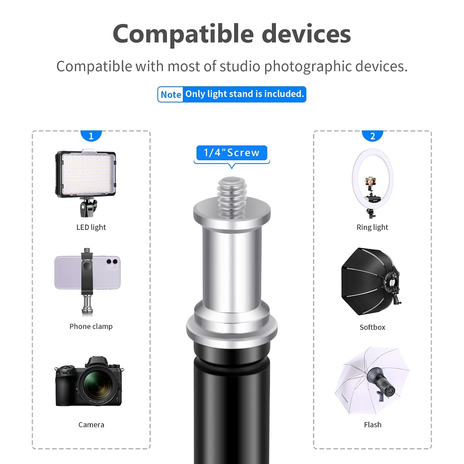 NEEWER Collapsible Aluminum Alloy Photography Light Stand 6.2ft with ...