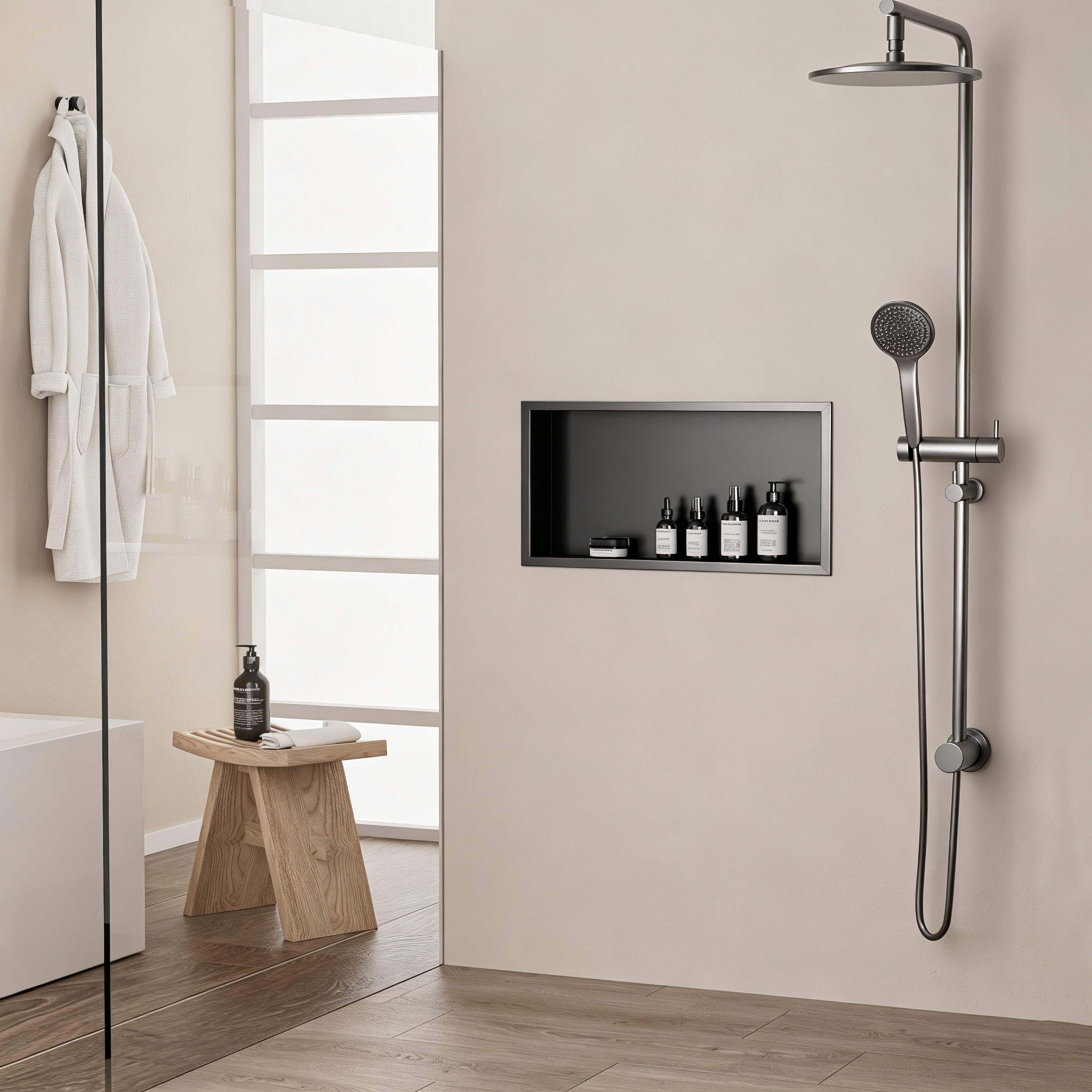 Yuaris 24 in. W x 12 in. H x 4 in. D Waterproof Stainless Steel  Recessed Shower Niche Space Saving Storage Shelf in Gun Gray