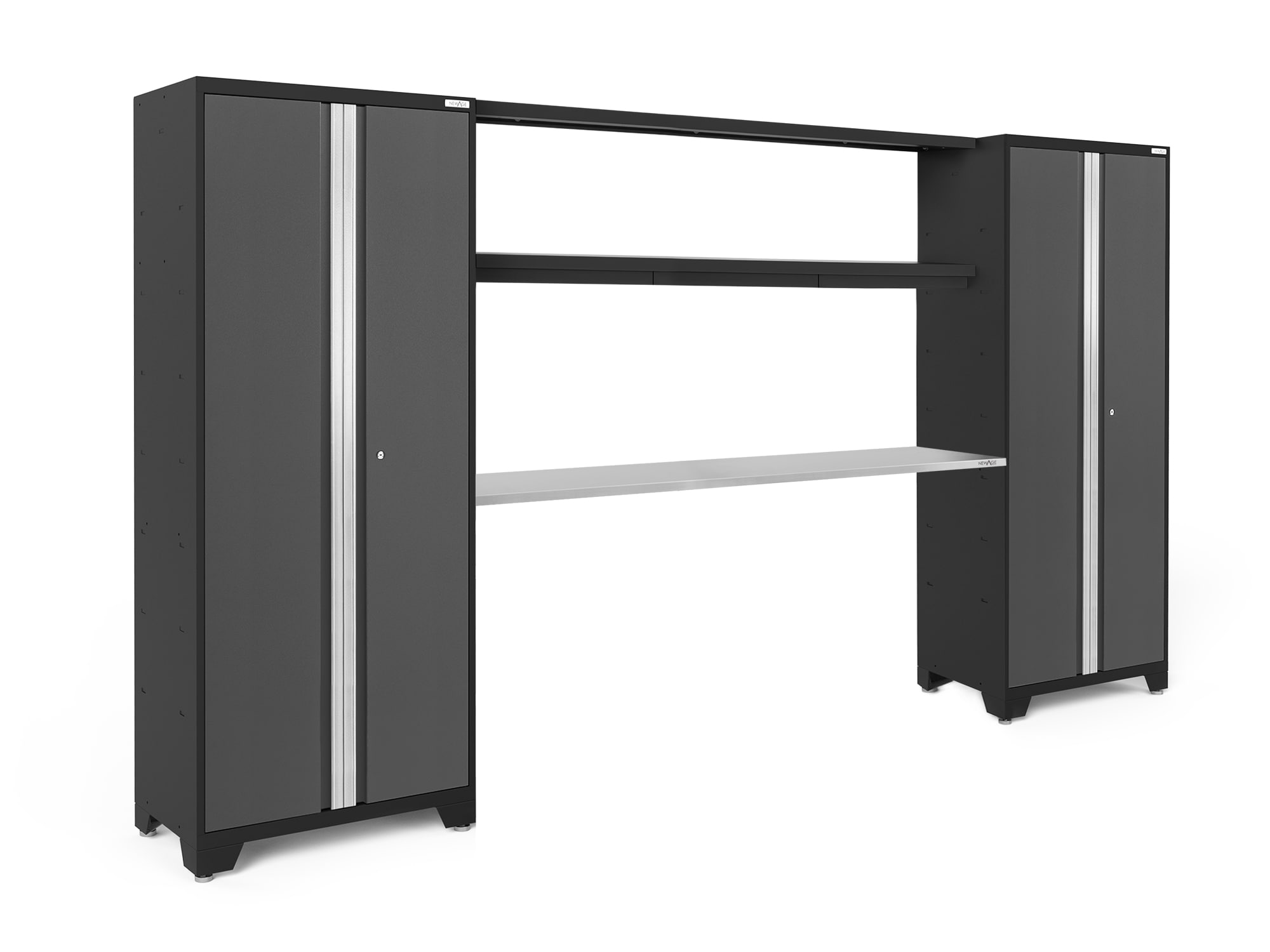 NewAge Products 50676 132.0-in W x 77.25-in H x 18.0-in D 2 -Cabinets Steel Charcoal Gray Garage Storage System