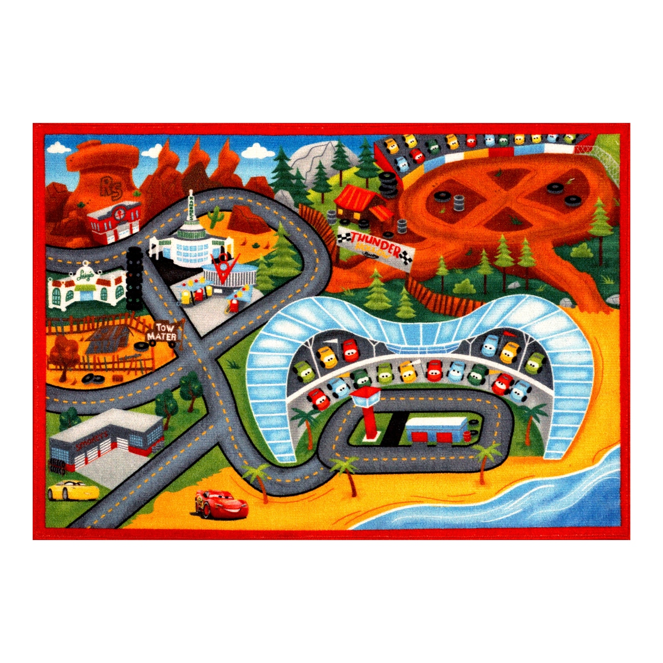 Disney 46915 Movies 4 x 6 (ft) Loomed Polypropylene Cars Road Play Rectangular Indoor Area rug