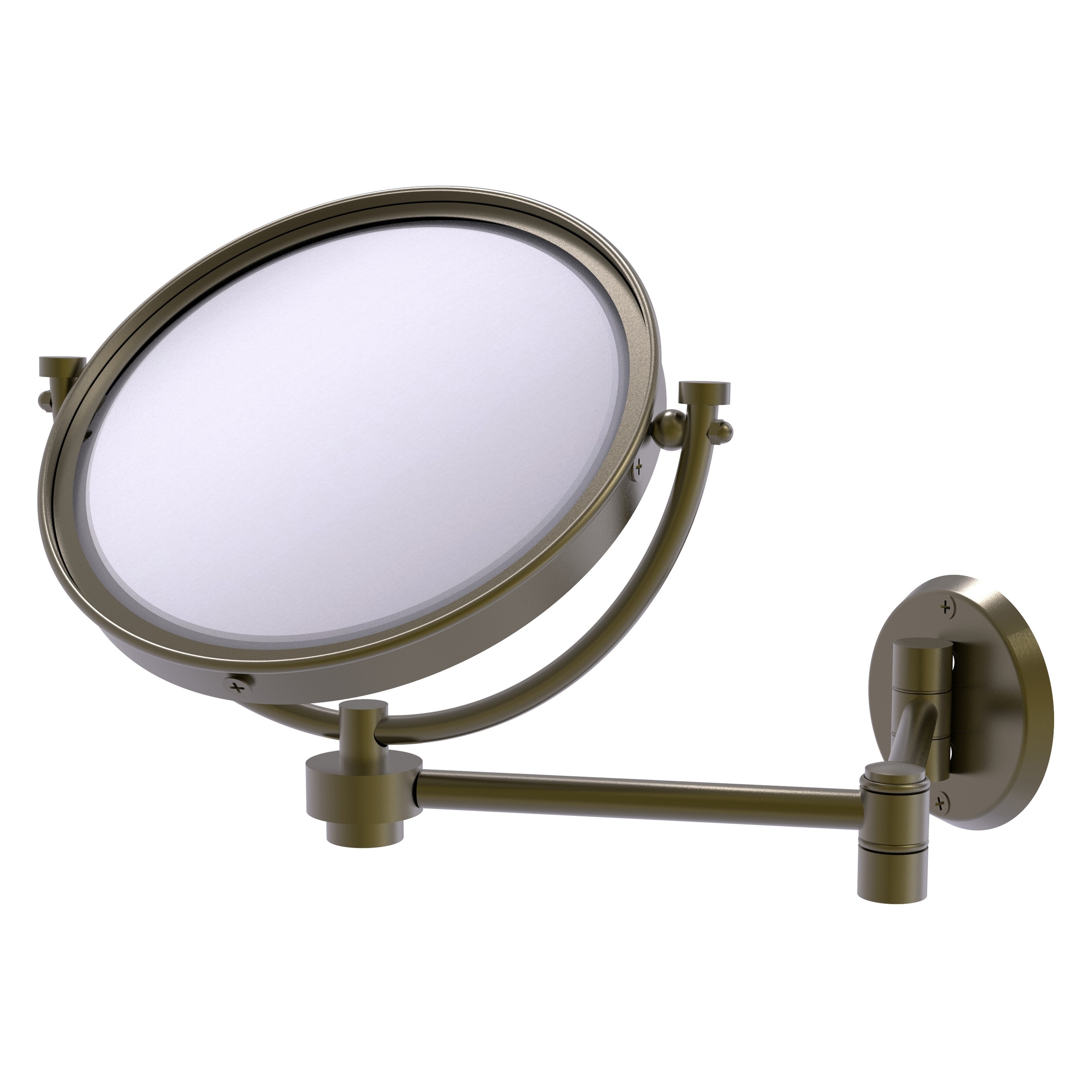 8-in x 10-in Antique Gold Double-sided 2X Magnifying Wall-mounted Vanity Mirror | - Allied Brass WM-6/2X-ABR