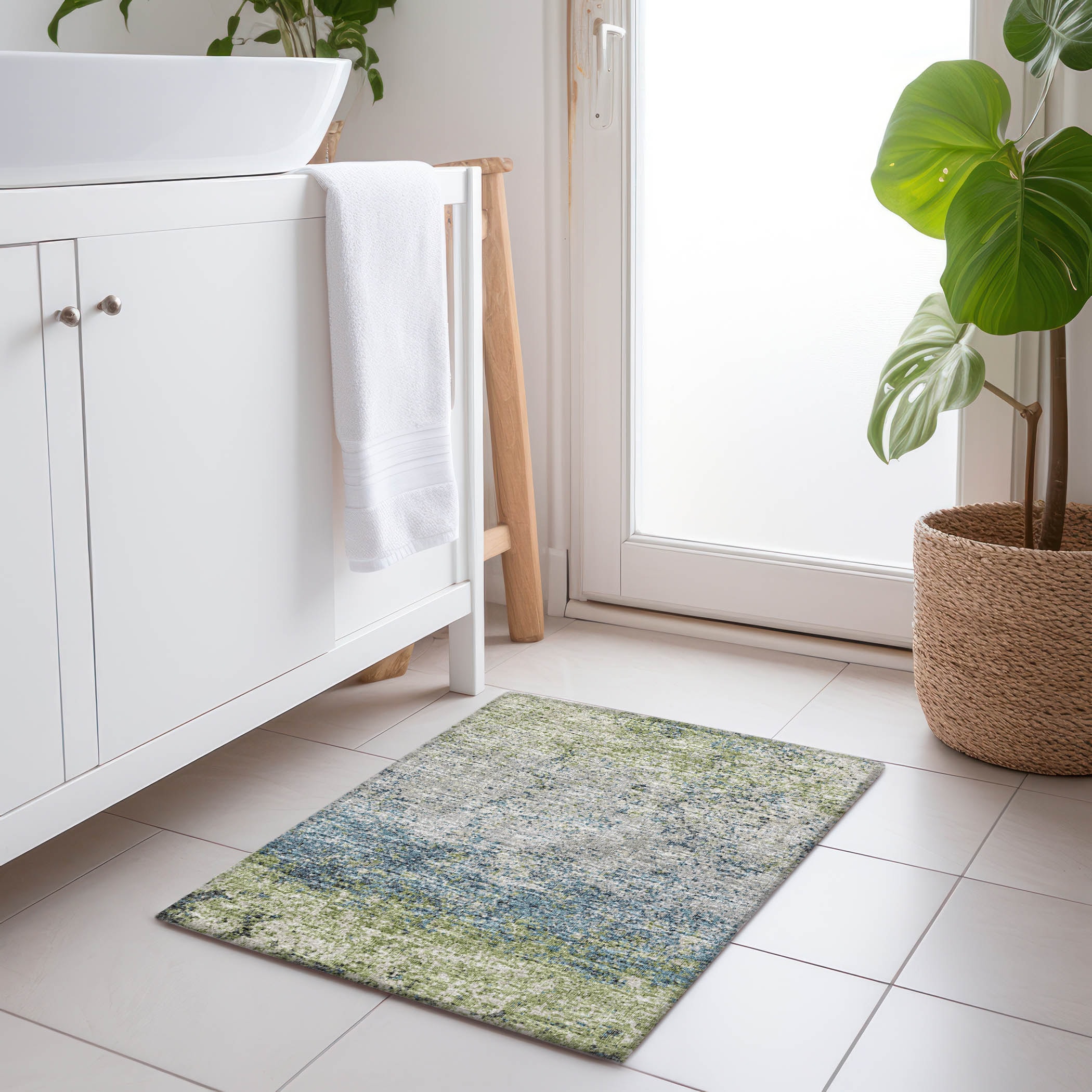 Addison Rugs AMF36GN20X30 Mayfield AMF36GN 2 x 3 (ft) Loomed Polyester Green Rectangular Indoor Abstract Machine washable Area rug