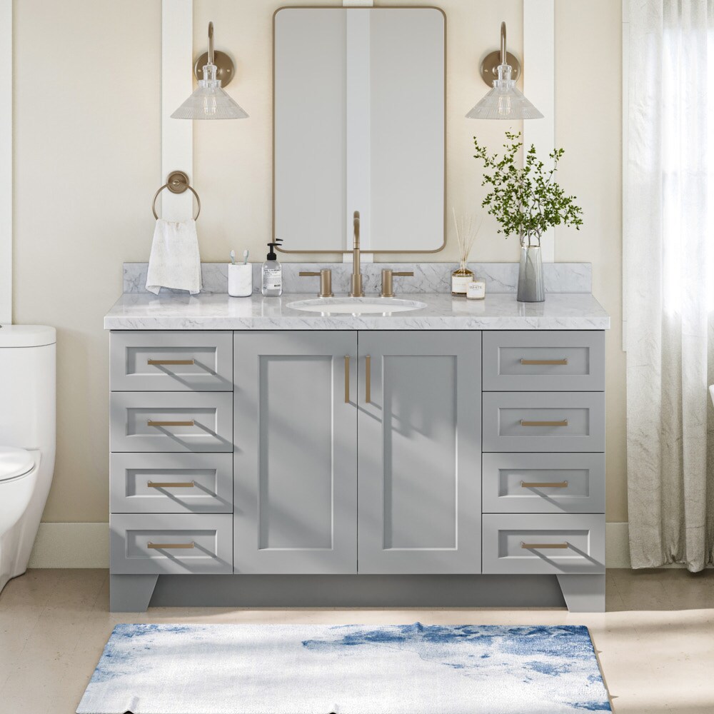 Taylor 61" Gray Freestanding Bath Vanity with Carrara Marble Top