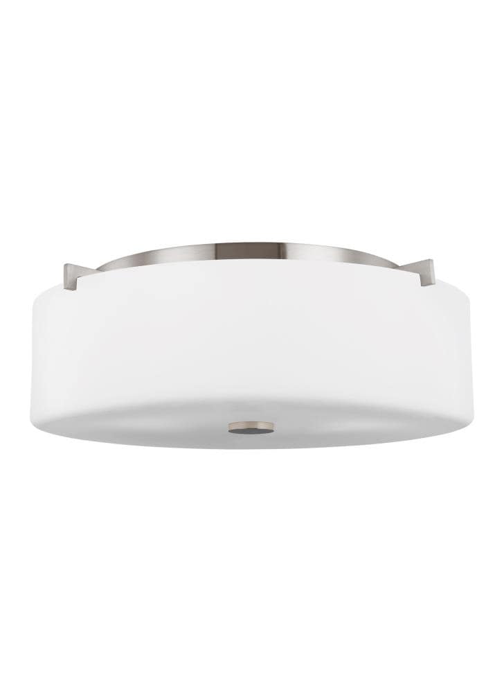 Generation Lighting FM312EN3/BS Sunset Drive 1 -Light 16-in Brushed Steel Flush Mount Light ENERGY STAR Certified