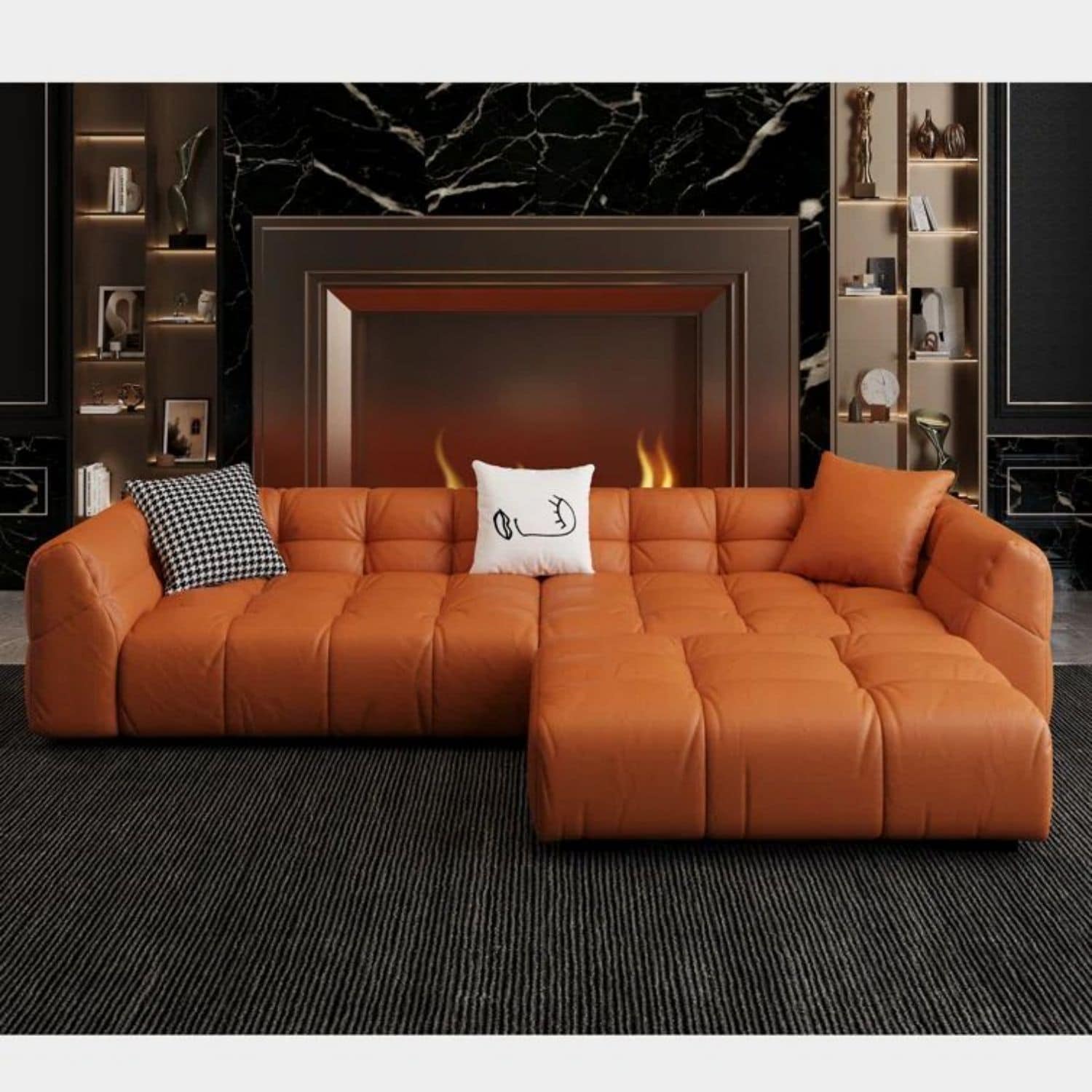 Oizaye DB-WW-S-2304O Prashob 118.2-Inches Modern Orange 5 -seater Sofa
