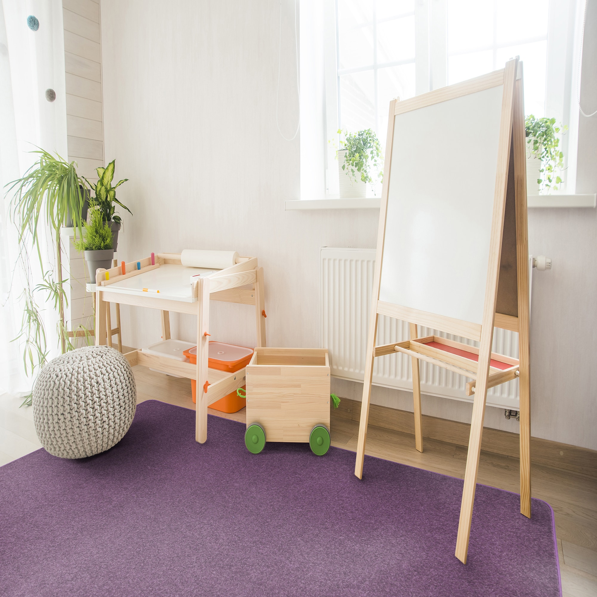 Joy Carpets 80N-08 Kid Essentials 4 x 6 (ft) Tufted Polyester Purple Rectangular Indoor Solid Area rug
