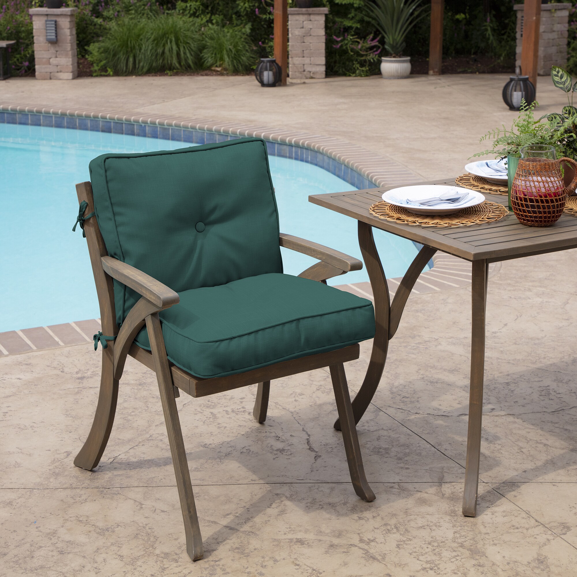 Arden Selections Outdoor Bench Cushion 18 x 48, Peacock Blue Green Texture