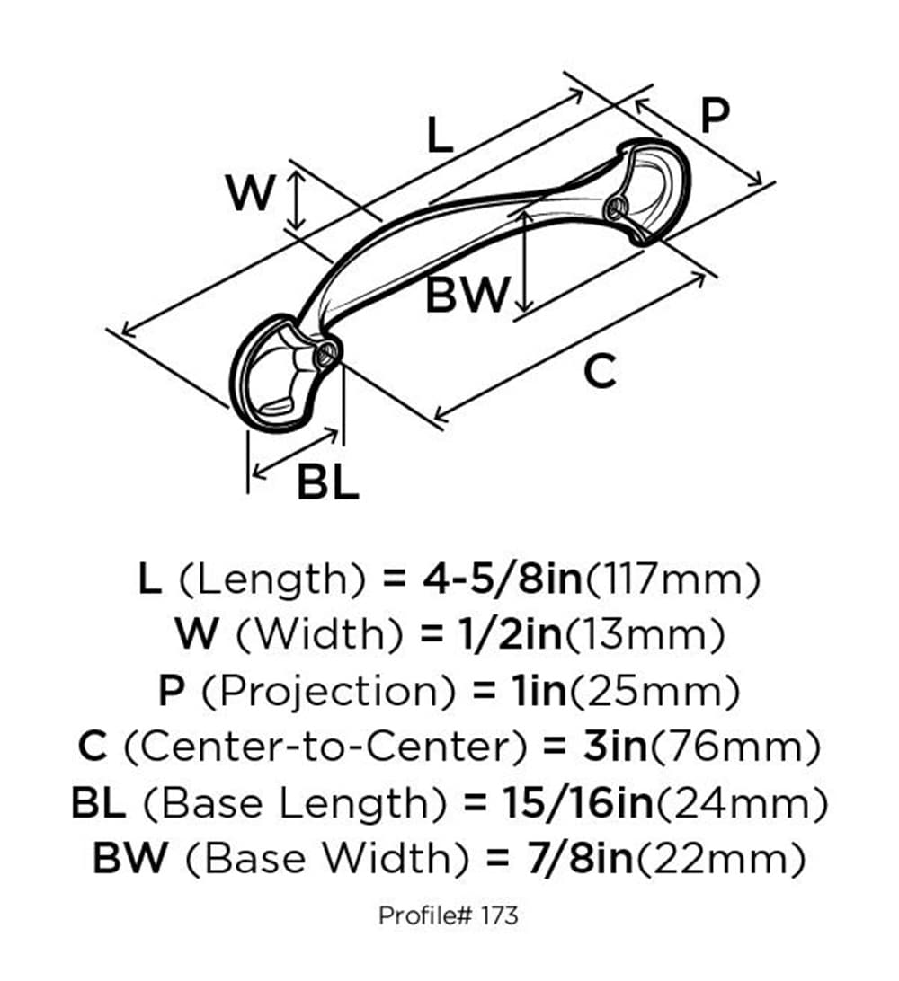 Polished Chrome 3-Inch Center to Center Arch Pull