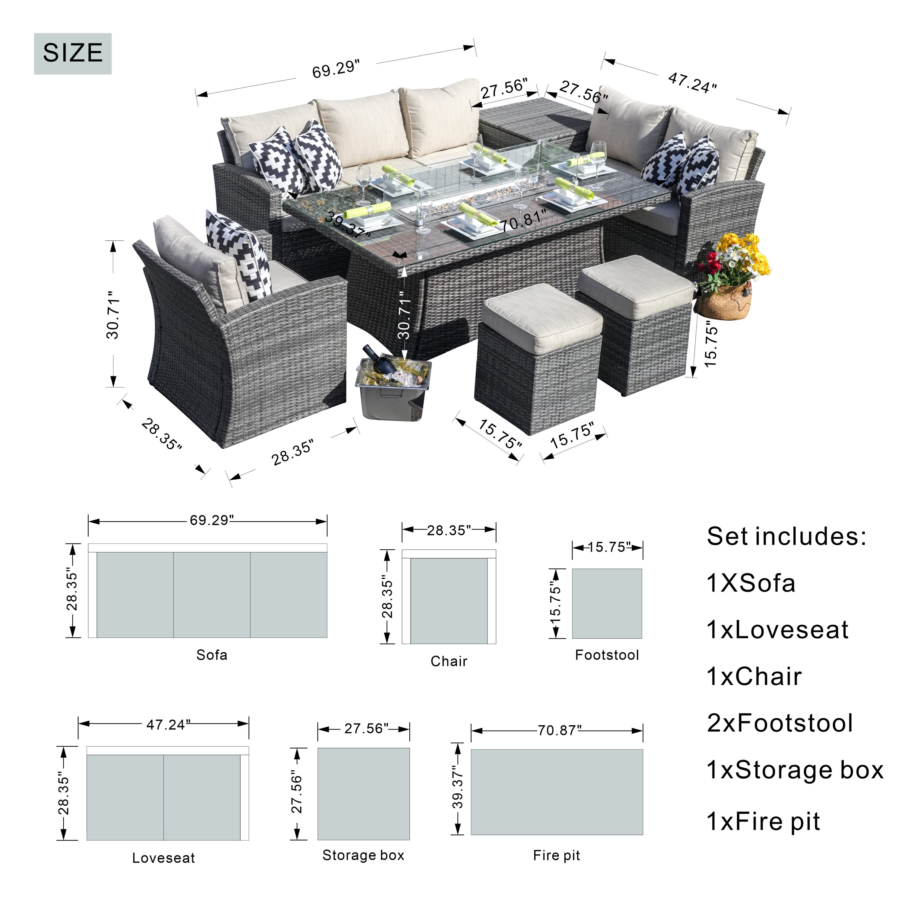 Direct Wicker DWG-2403B-GR Patio-Conversation-Sets - View #9