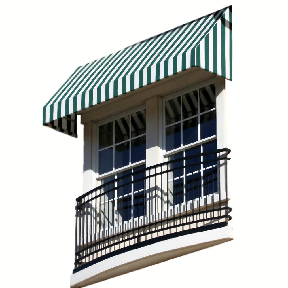 Awntech EN1030-3FW New Yorker 40.5-in Wide x 30-in Projection x 16-in Height Fabric Forest Green/White Striped Fixed Patio Awning