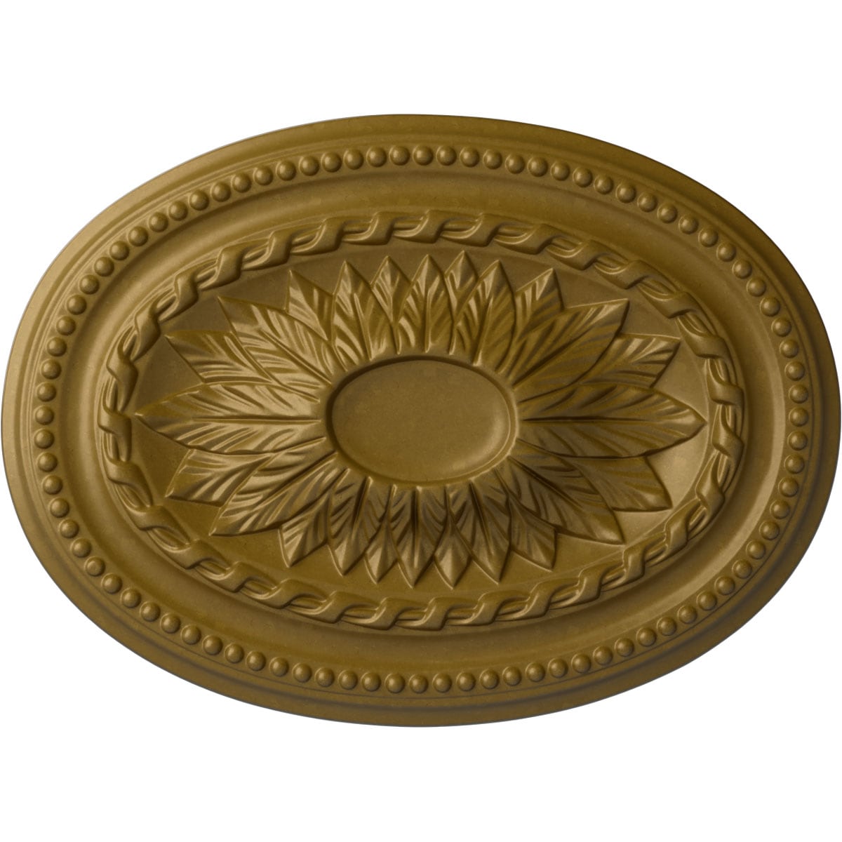 Ekena Millwork CM18SAGLS Saverne 13.5-in W x 18.5-in L Painted Gold Polyurethane Whole Ceiling Medallion